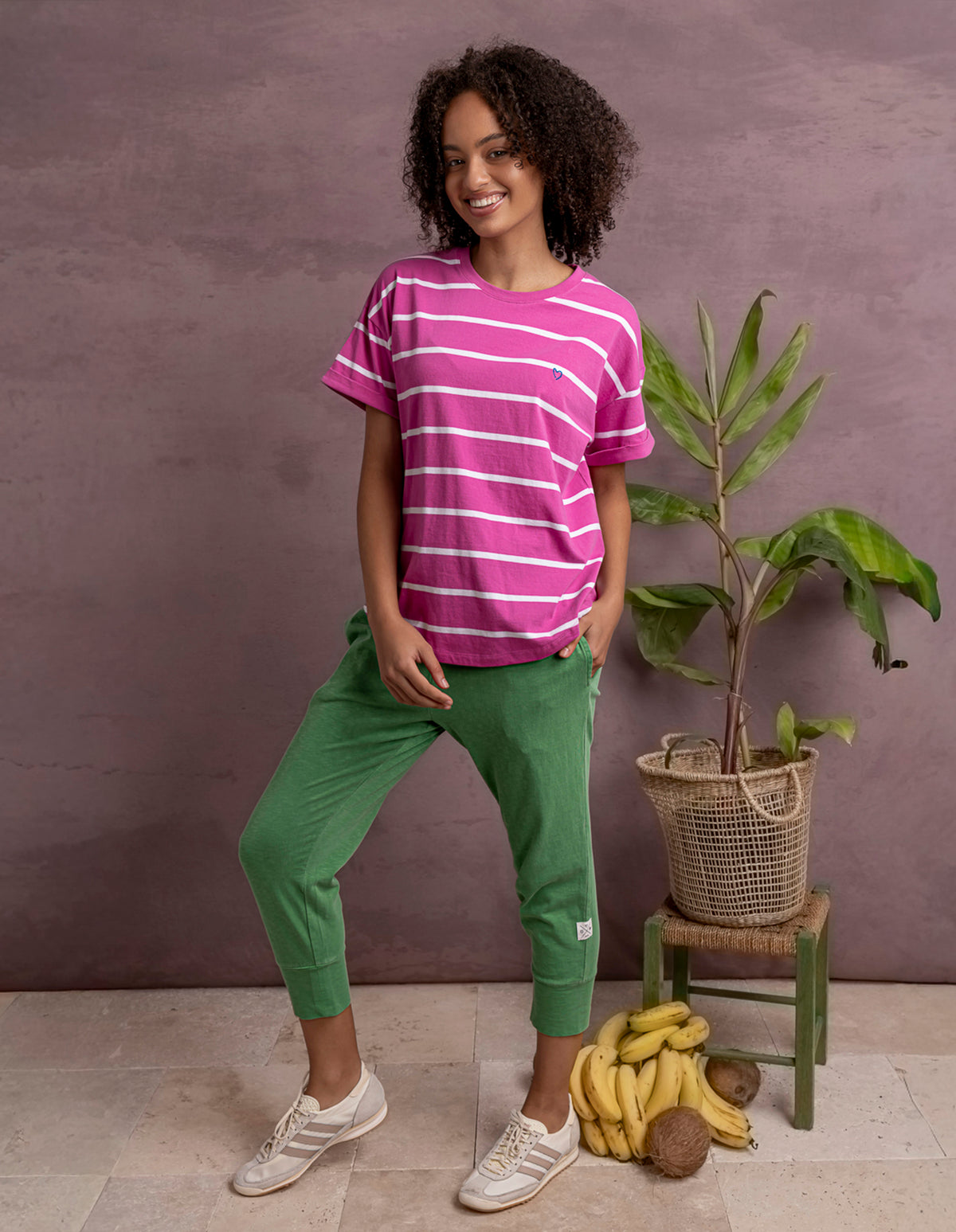 Halli Short Sleeve Tee Magenta/White Stripe