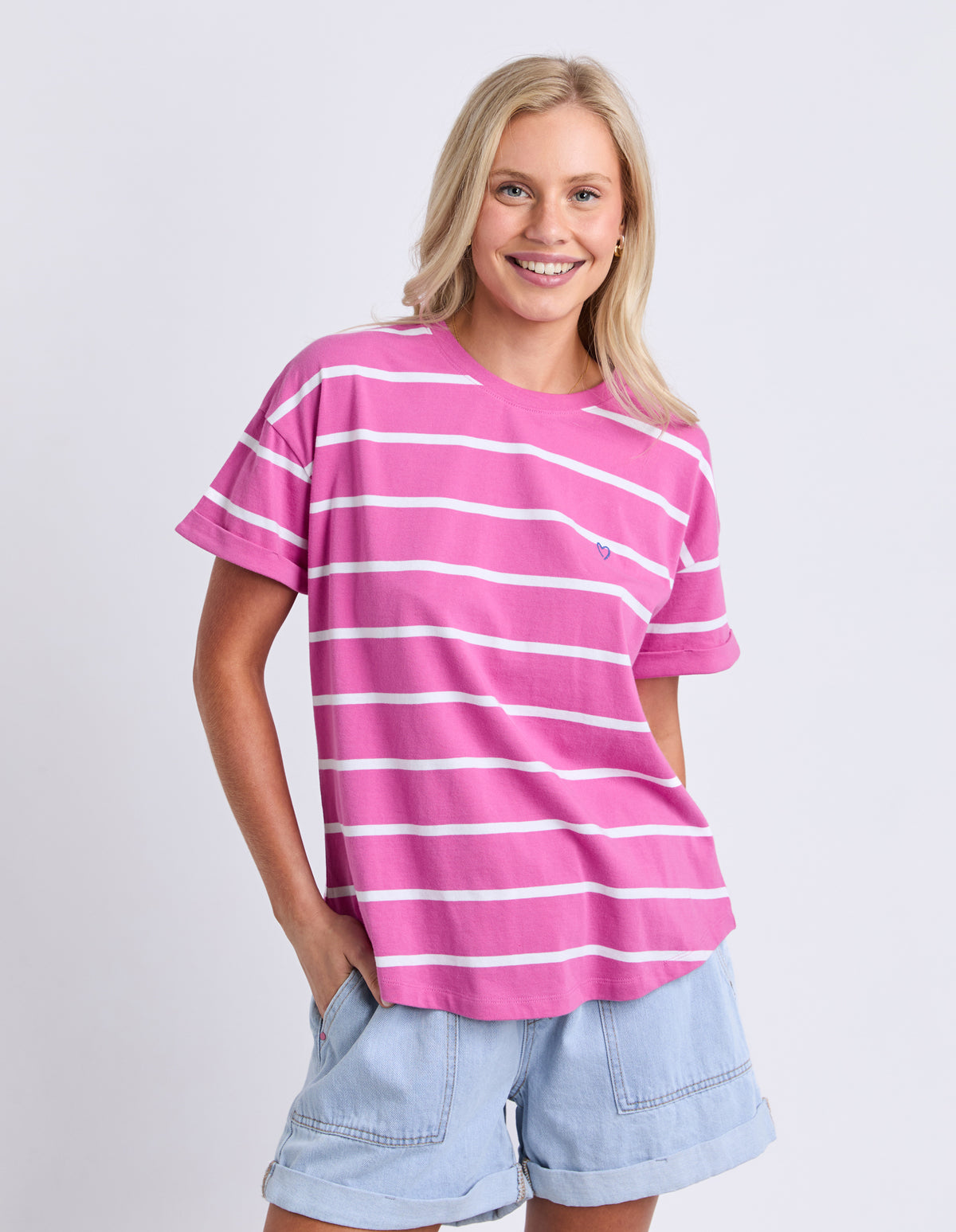 Halli Short Sleeve Tee Magenta/White Stripe