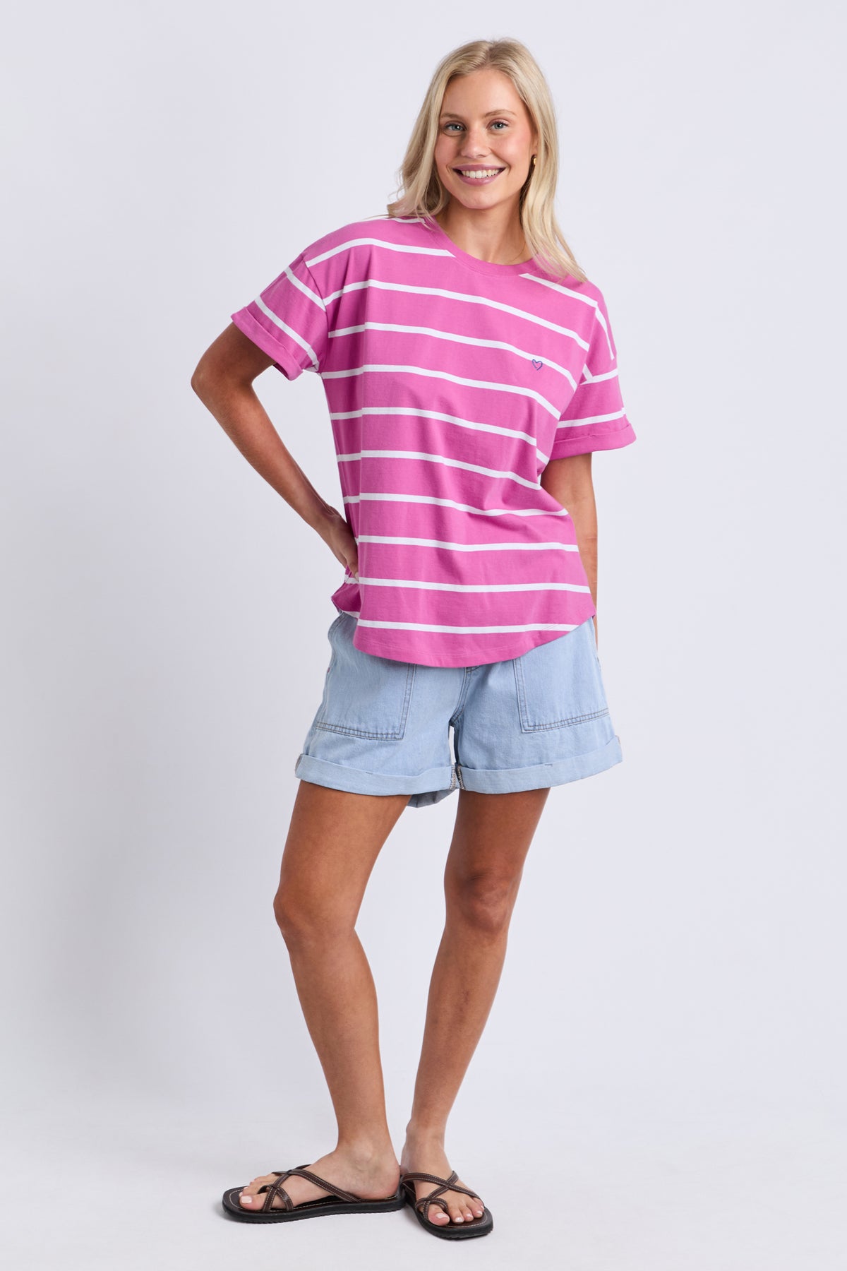 Halli Short Sleeve Tee Magenta/White Stripe