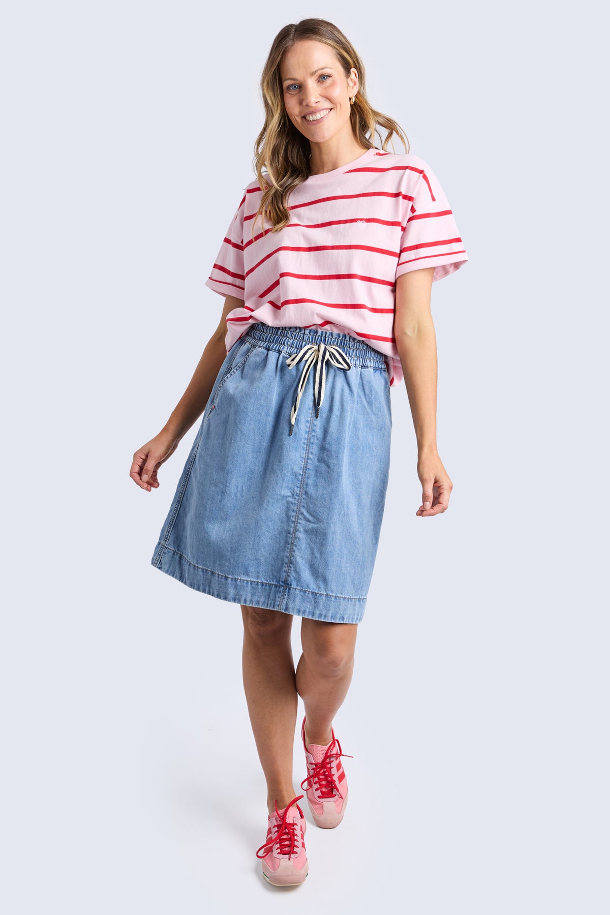 Halli S/S Tee - Stripe Pldy & Poppy Str