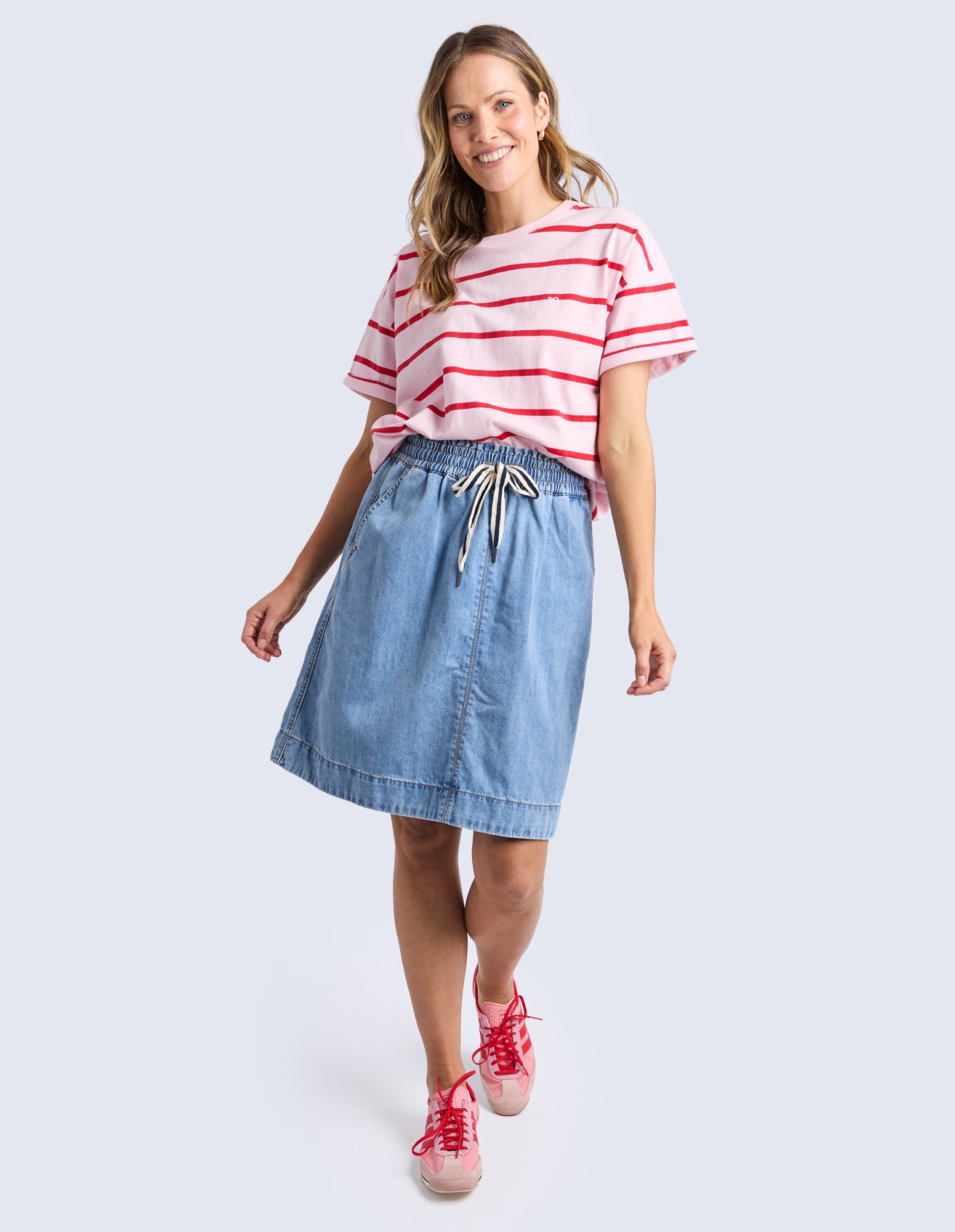 Halli S/S Tee - Stripe Pldy & Poppy Str