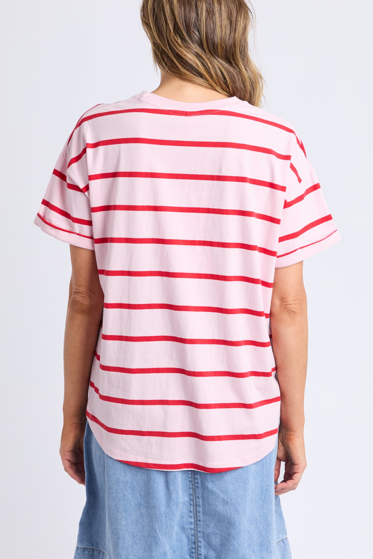 Halli S/S Tee - Stripe Pldy & Poppy Str