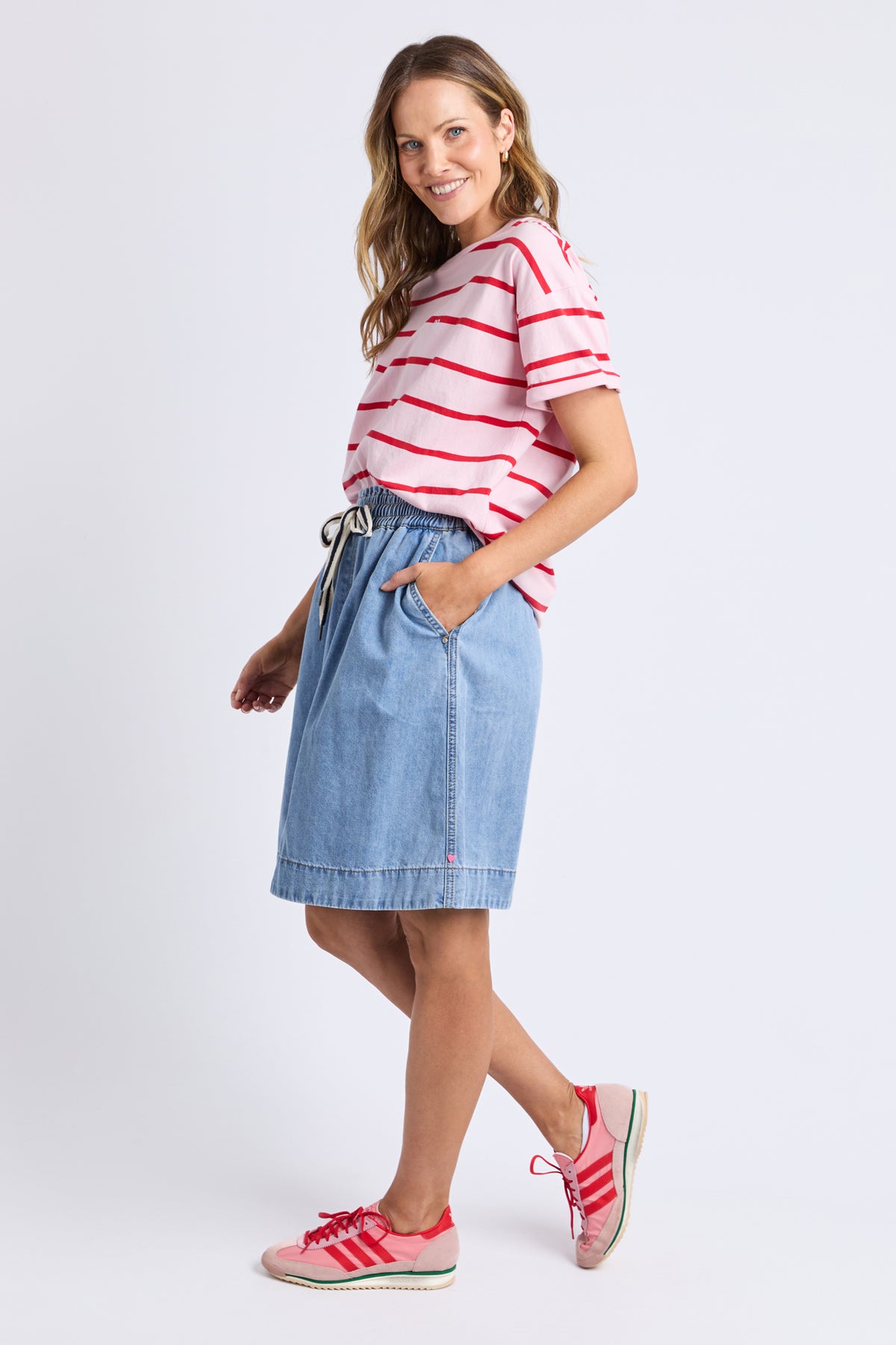 Halli S/S Tee - Stripe Pldy & Poppy Str