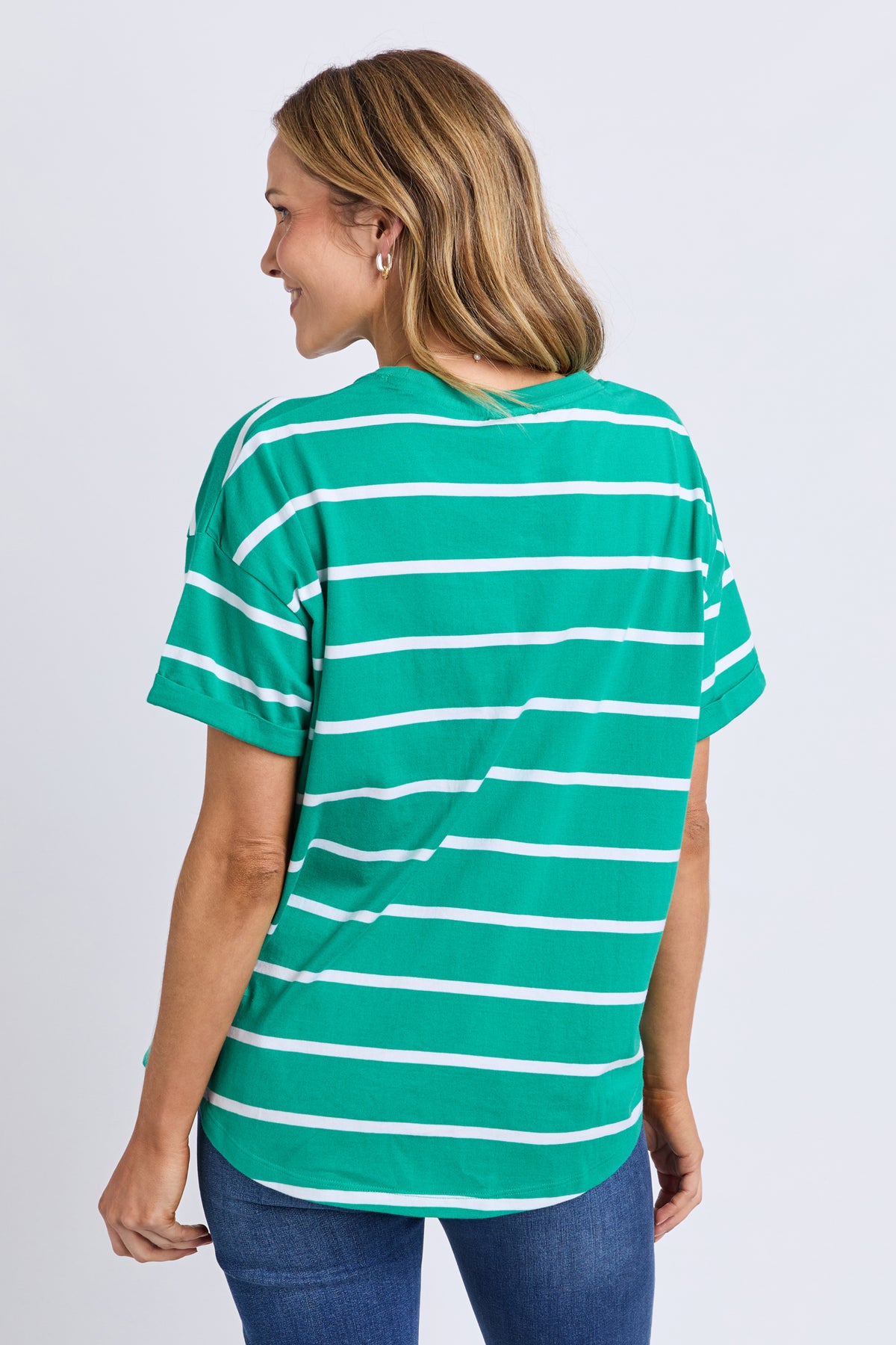 Halli Short Sleeve Stripe Tee Virdis Green/White