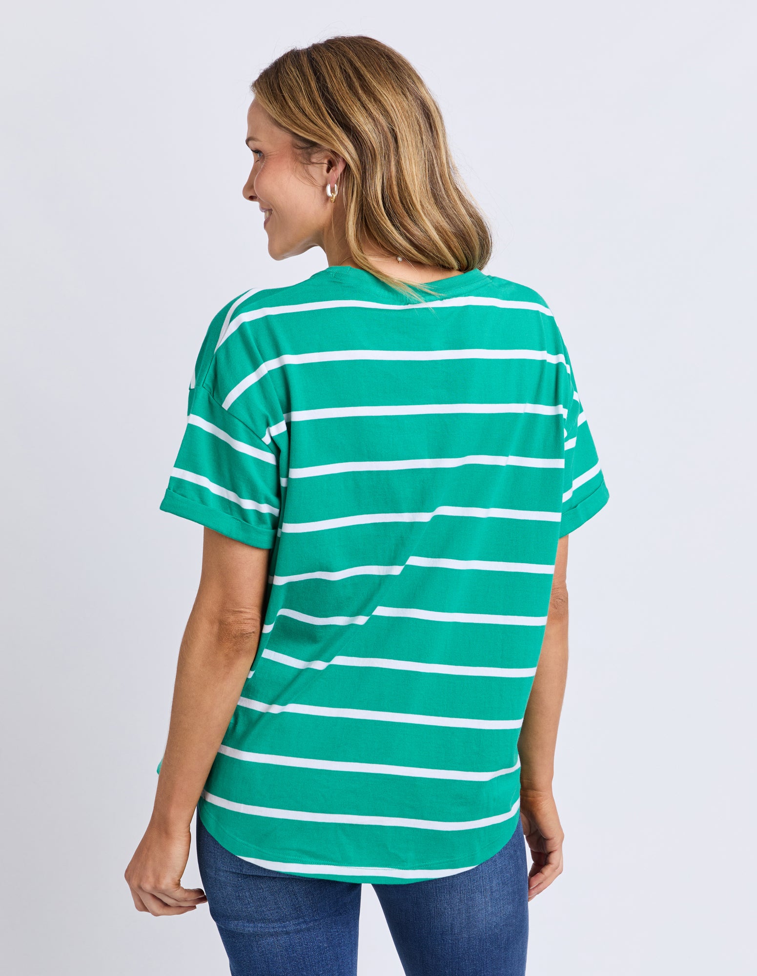 Halli Short Sleeve Stripe Tee Virdis Green/White
