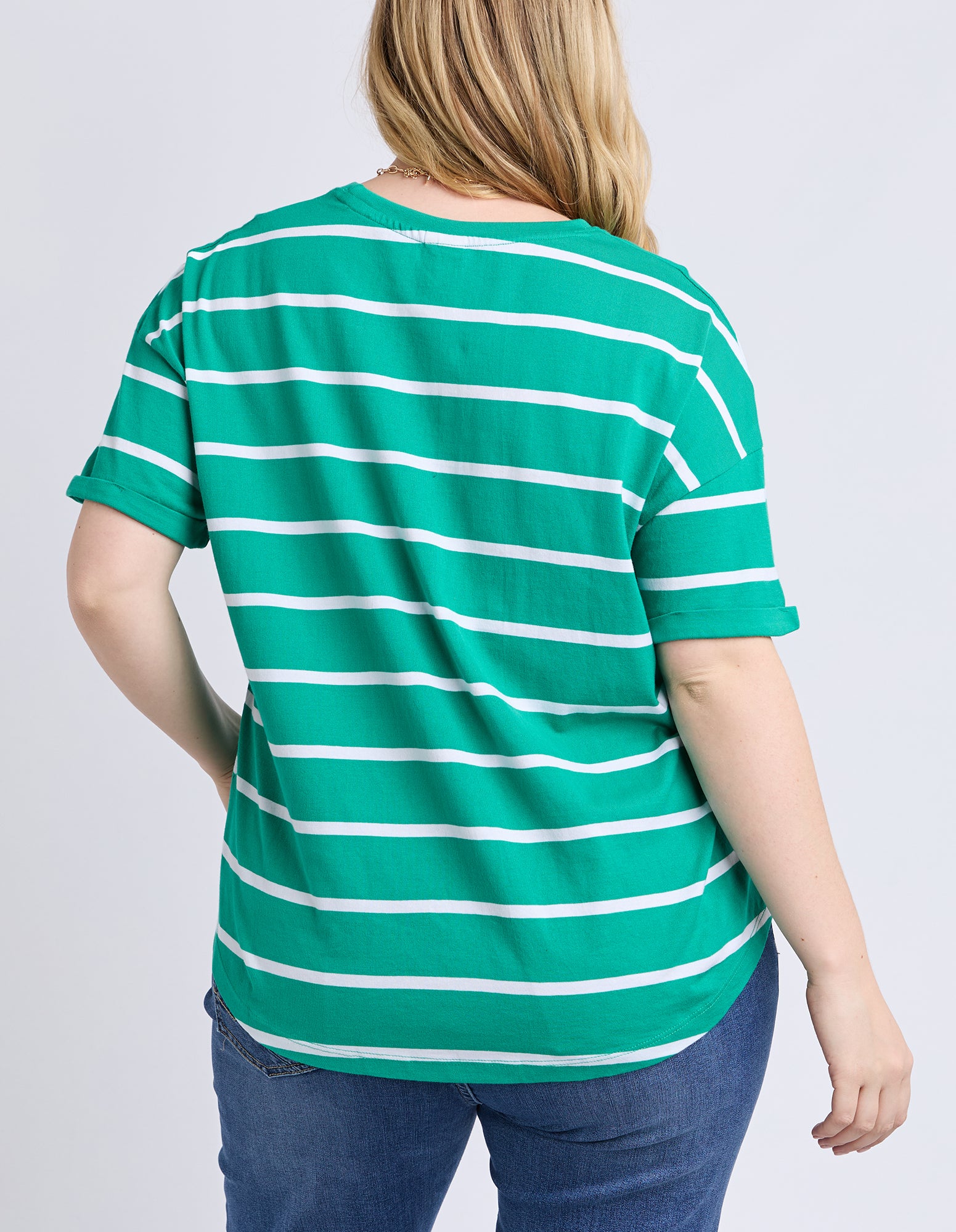 Halli Short Sleeve Stripe Tee Virdis Green/White