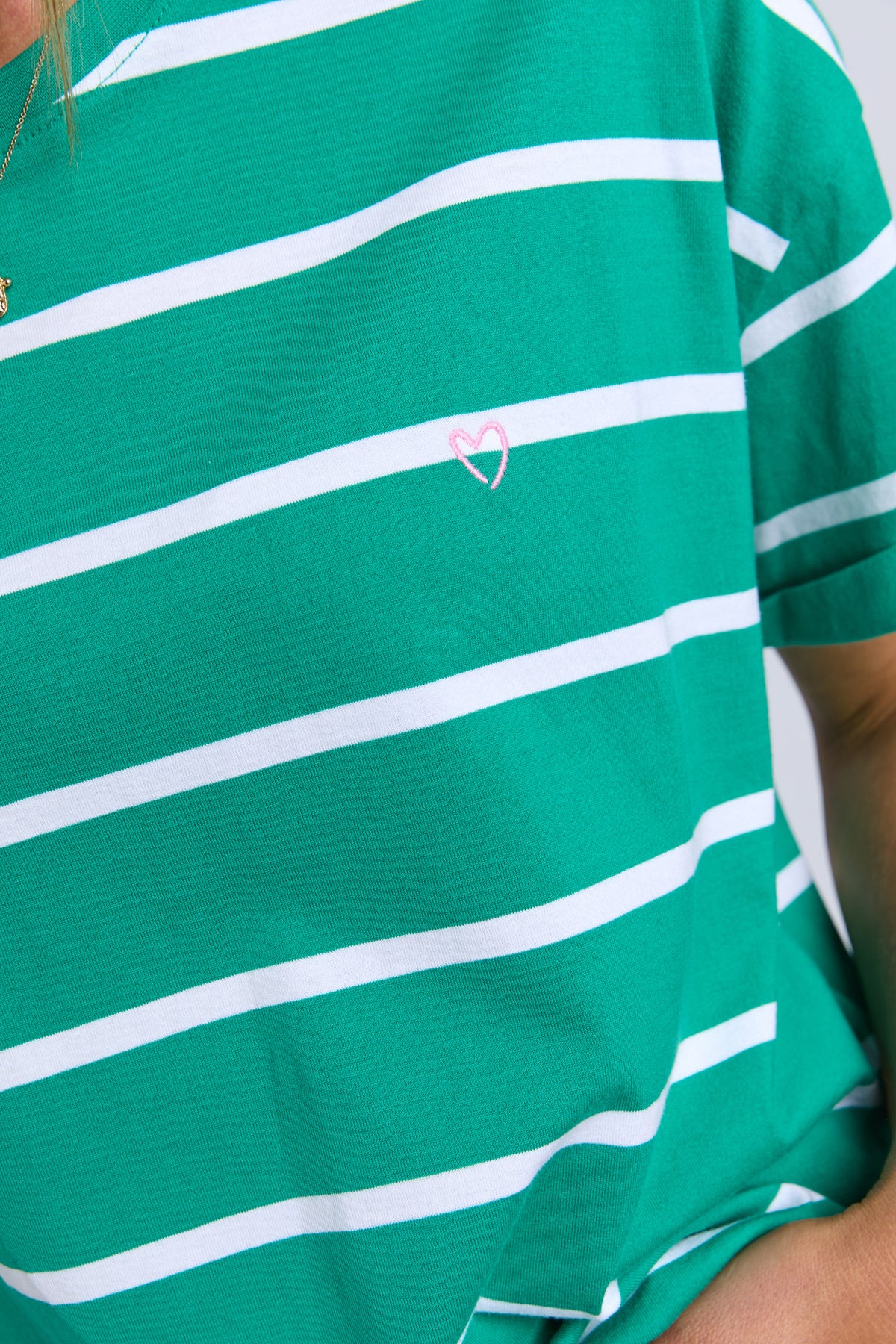 Halli Short Sleeve Stripe Tee Virdis Green/White
