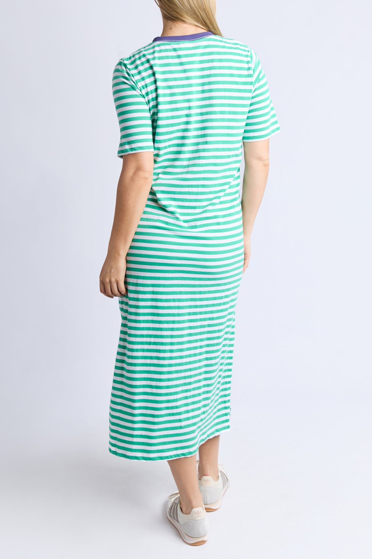 Merry Tee Dress Green/White Stripe