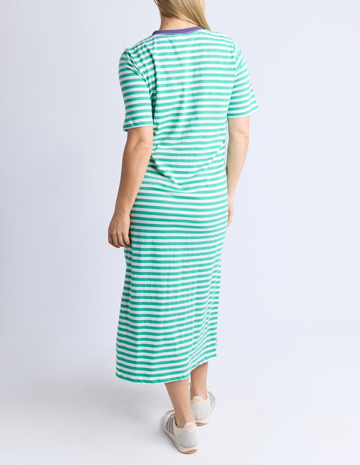 Merry Tee Dress Green/White Stripe