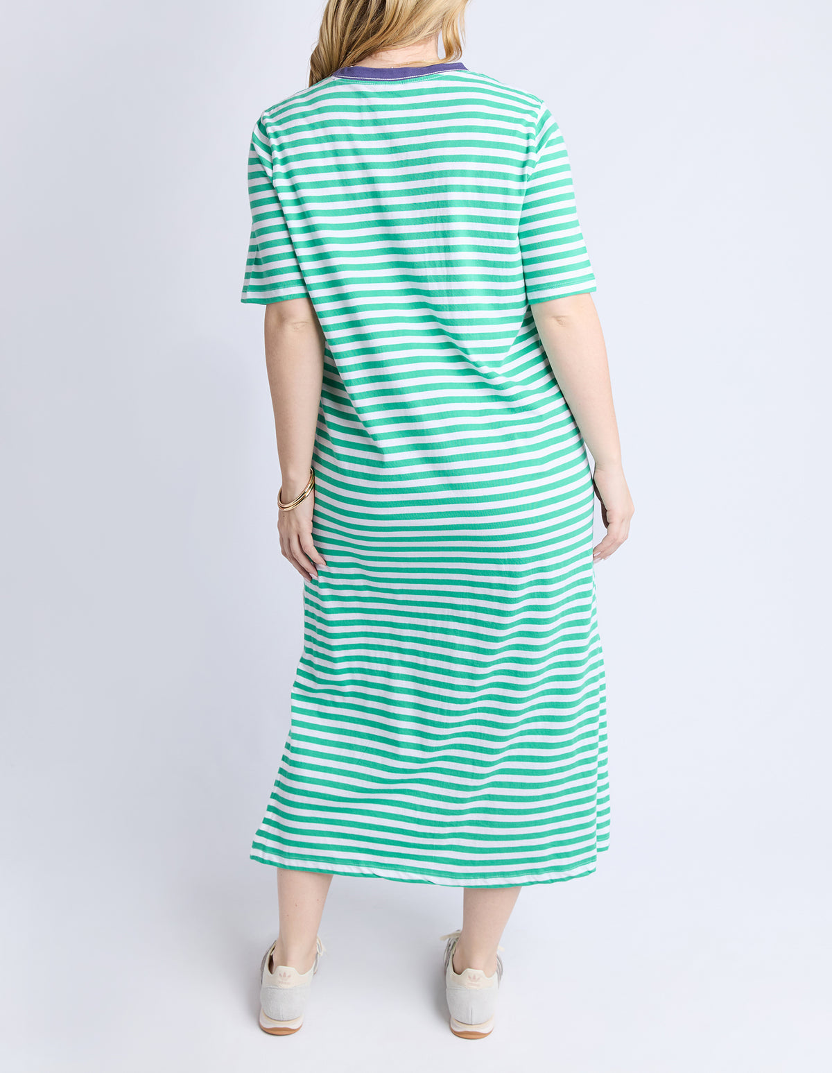 Merry Tee Dress Green/White Stripe