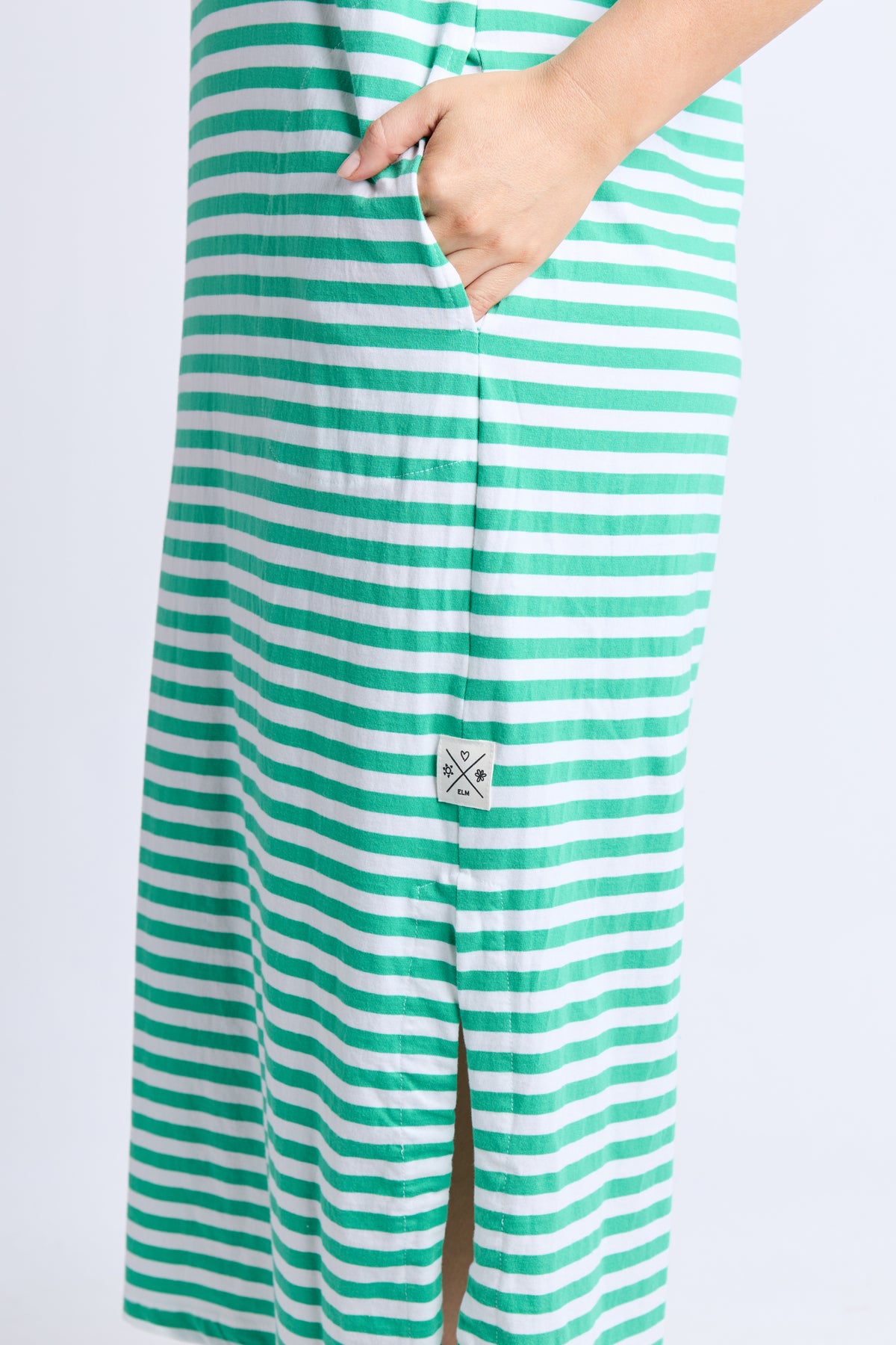 Merry Tee Dress Green/White Stripe