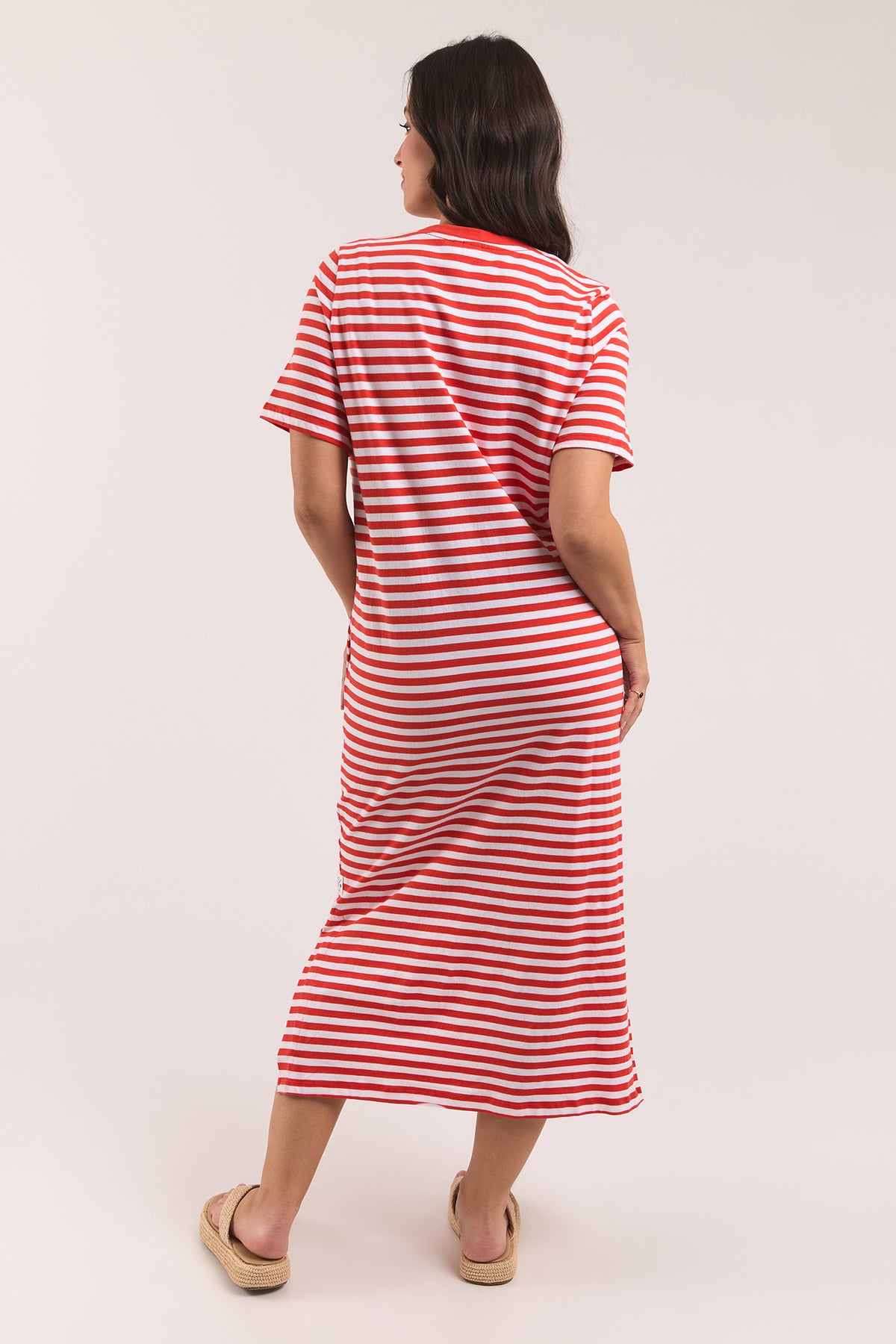 Merry Tee Dress Tang/White Stripe