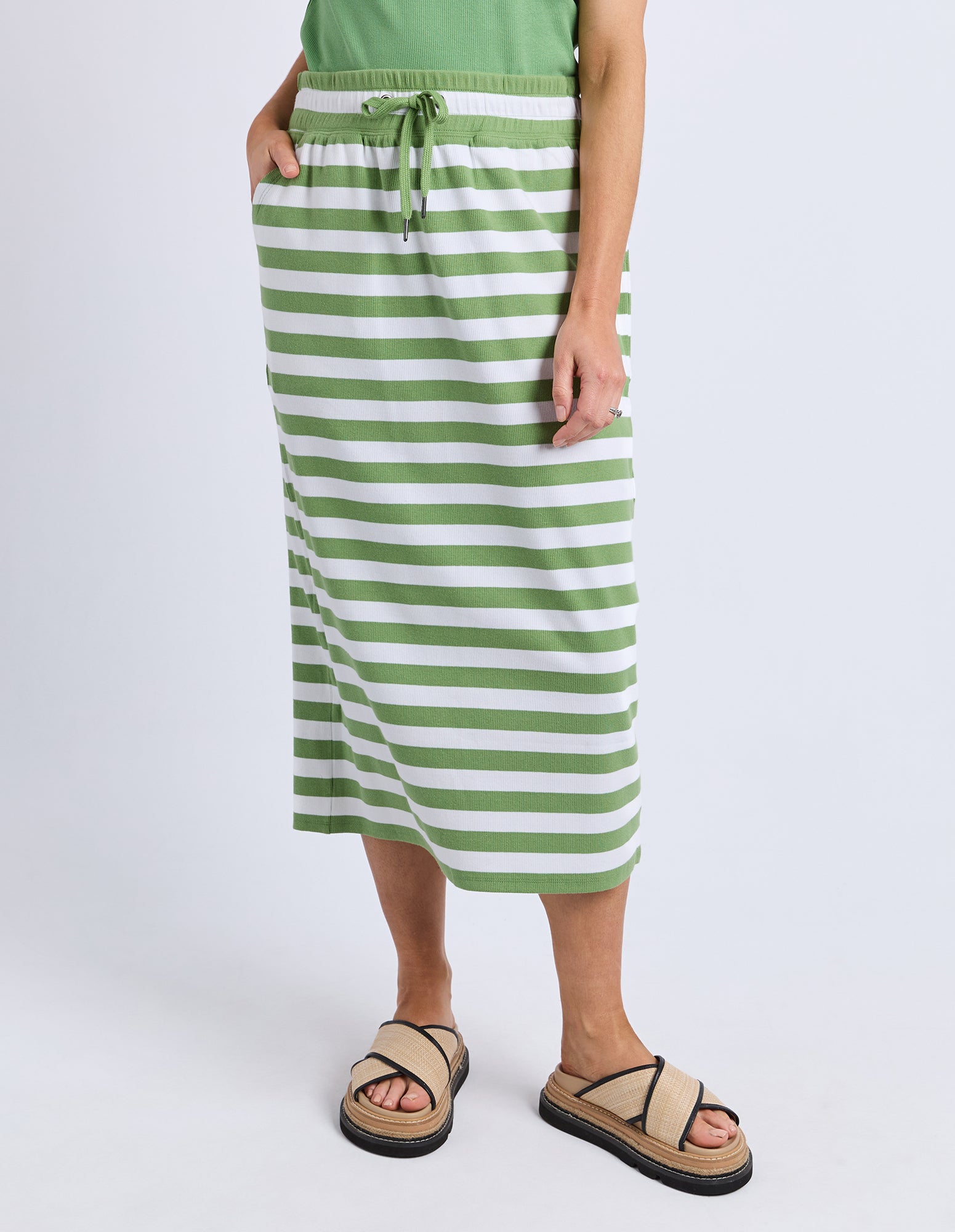 Sunset Stripe Skirt Forest Grn & Wht Str