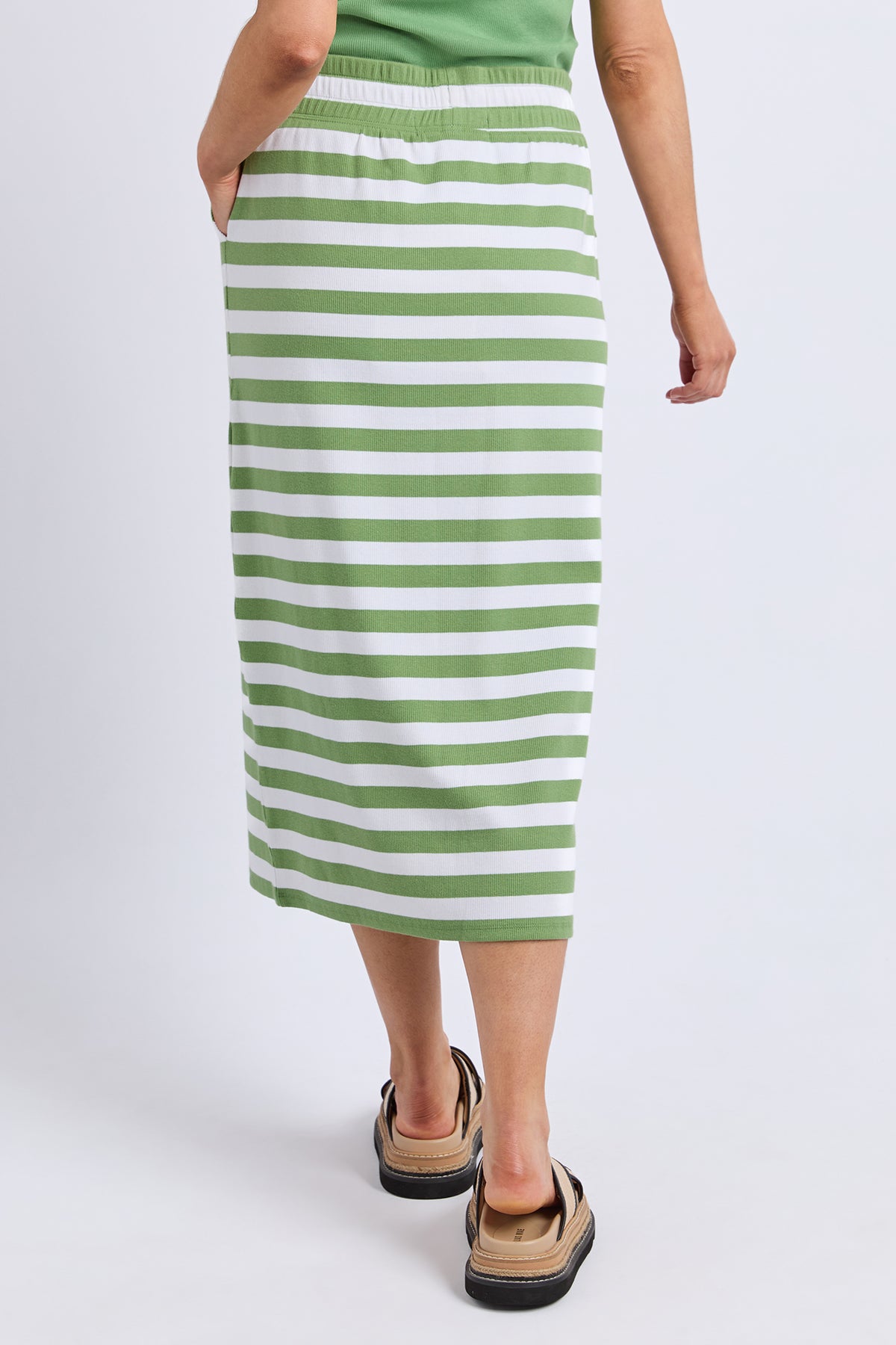 Sunset Stripe Skirt Forest Grn & Wht Str