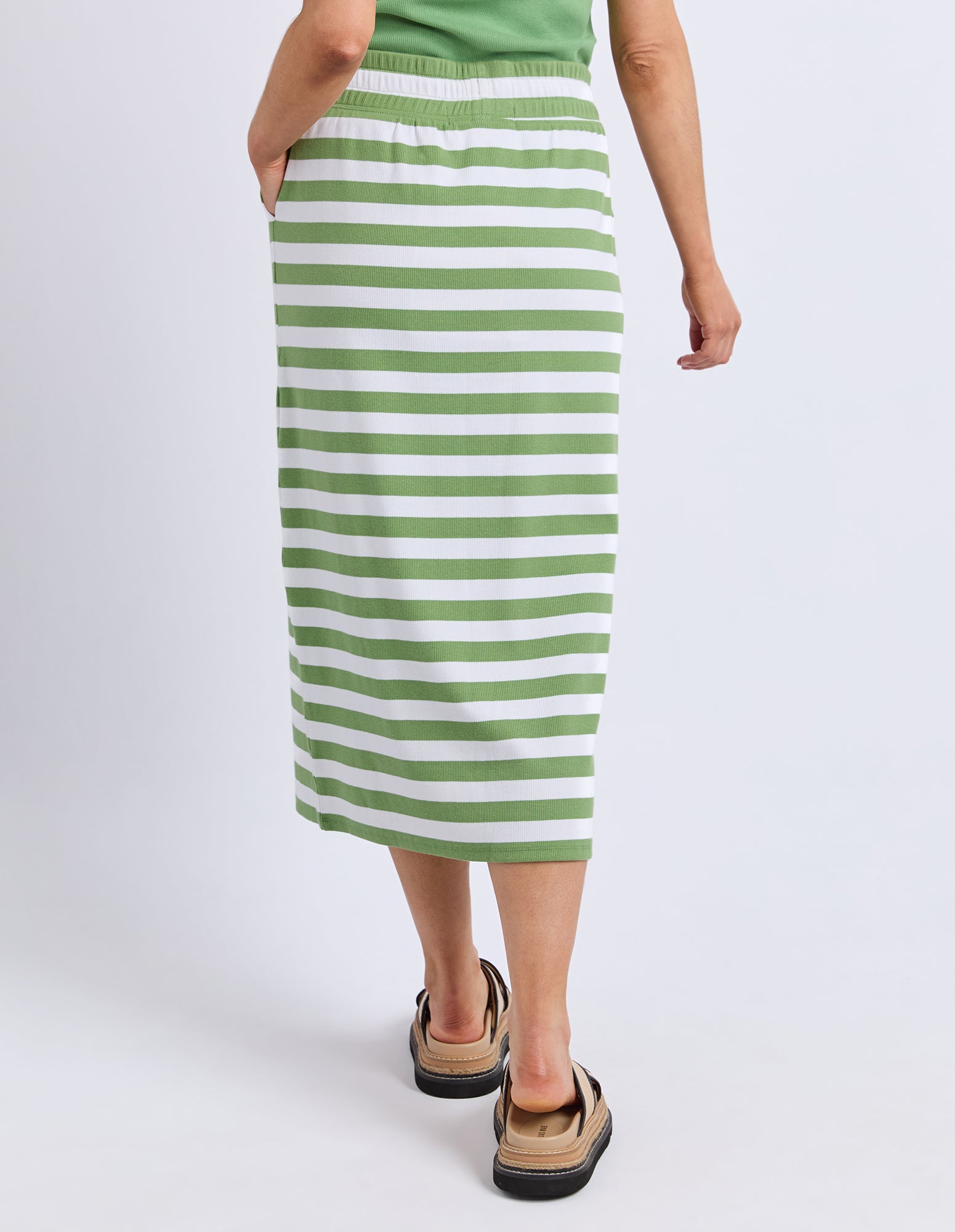 Sunset Stripe Skirt Forest Grn & Wht Str