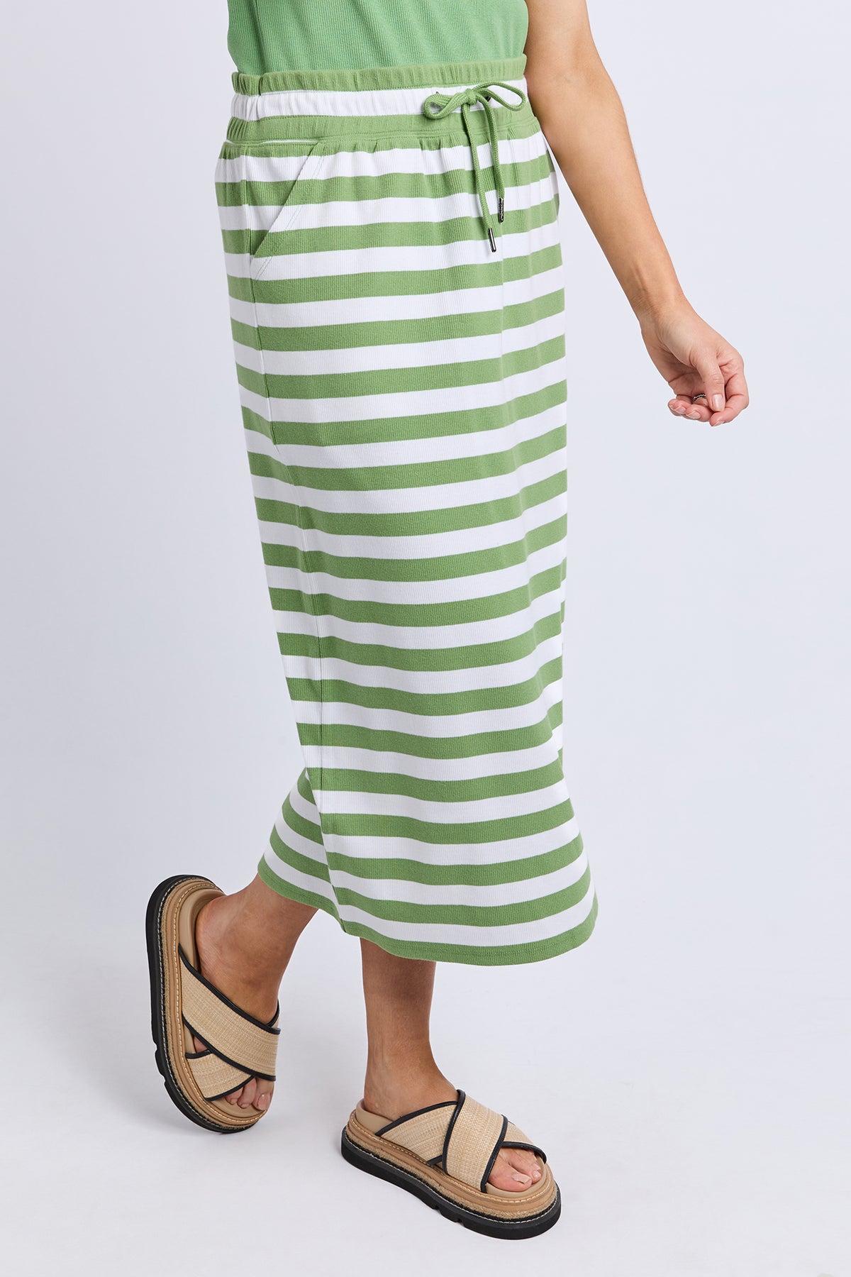 Sunset Stripe Skirt Forest Grn & Wht Str