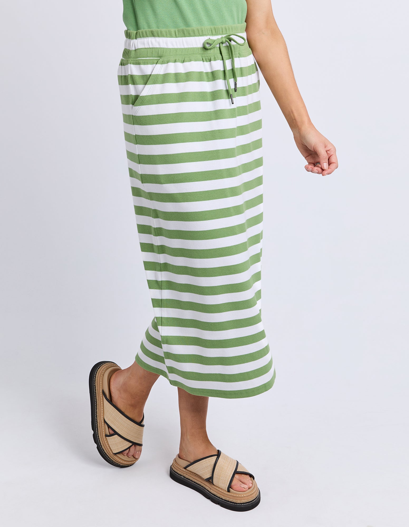 Sunset Stripe Skirt Forest Grn & Wht Str