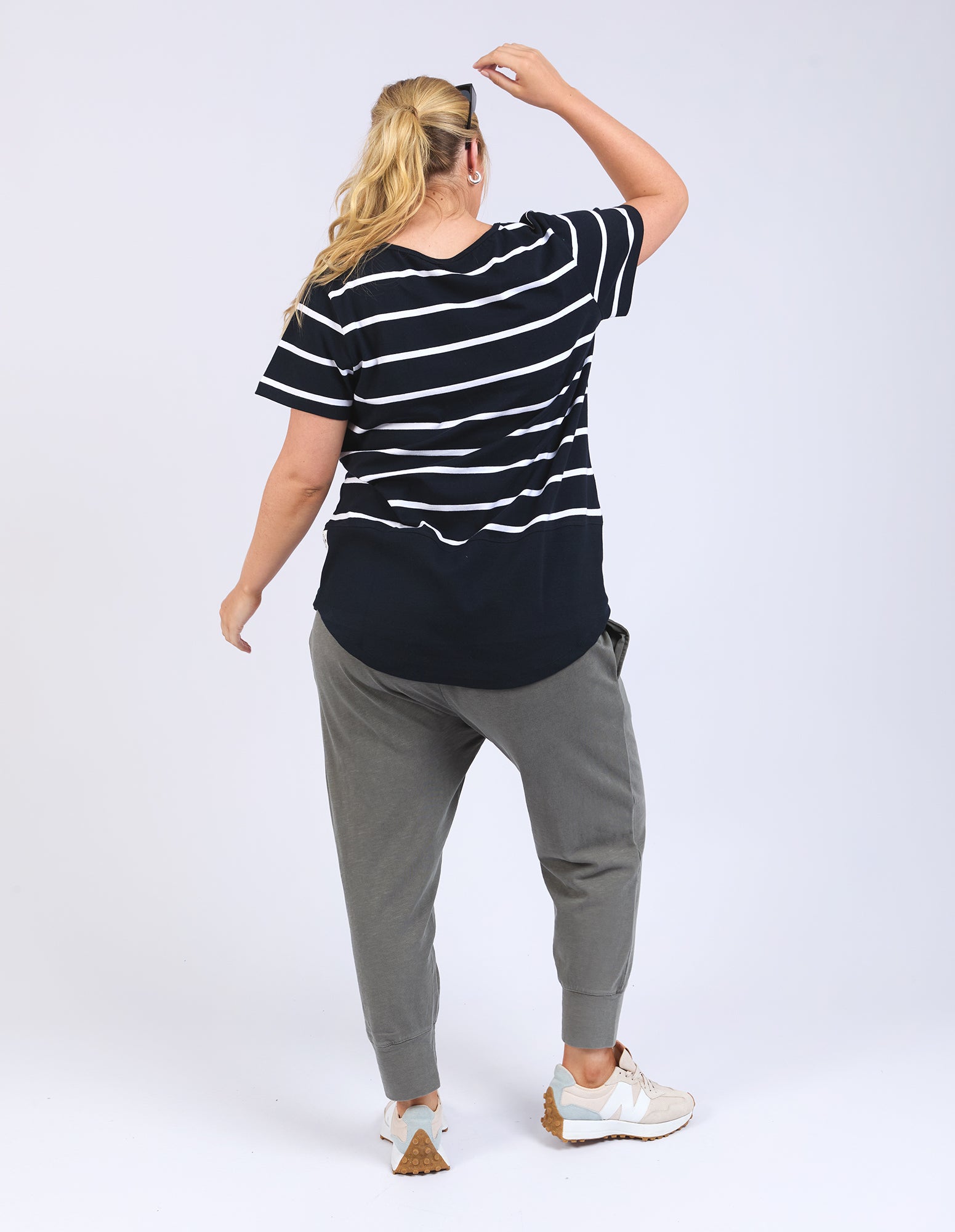 Rib Short Sleeve Tee Navy & White Stripe