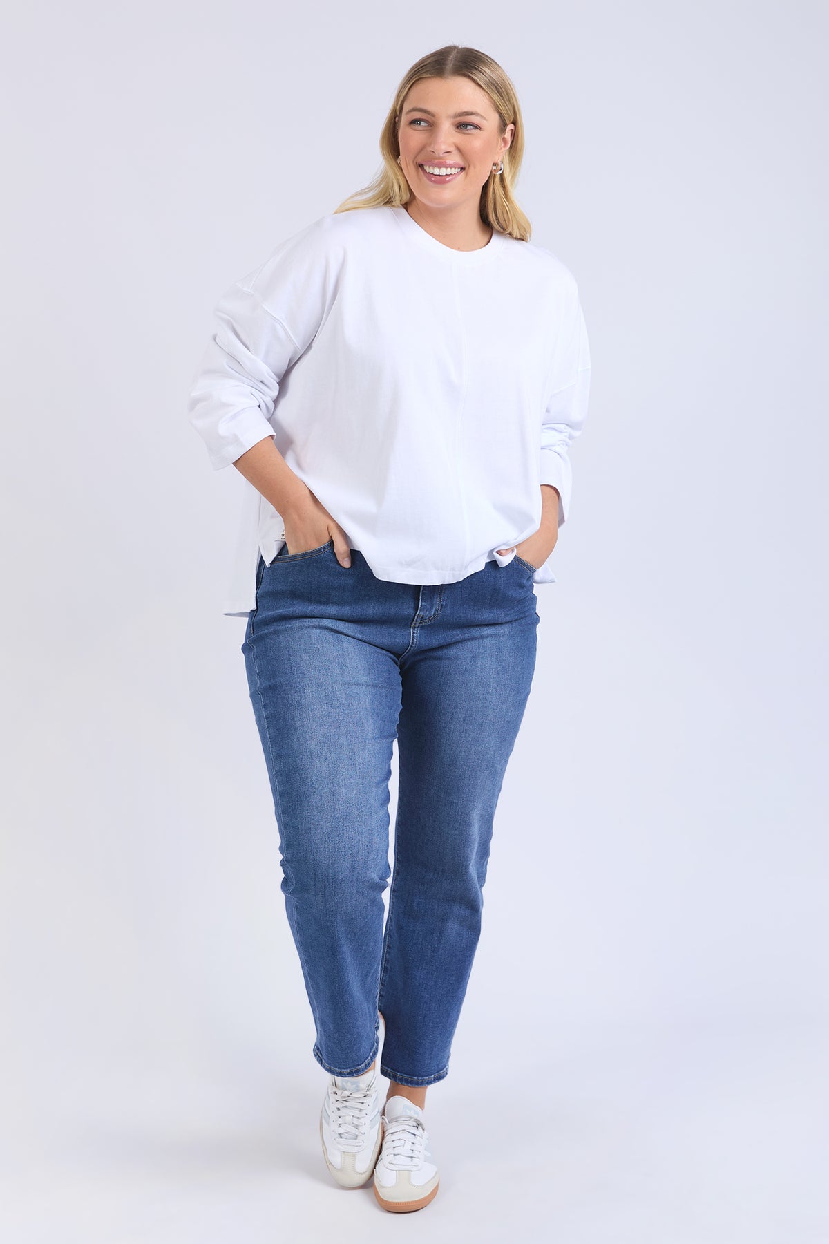 Naomi Long Sleeve Sweat White
