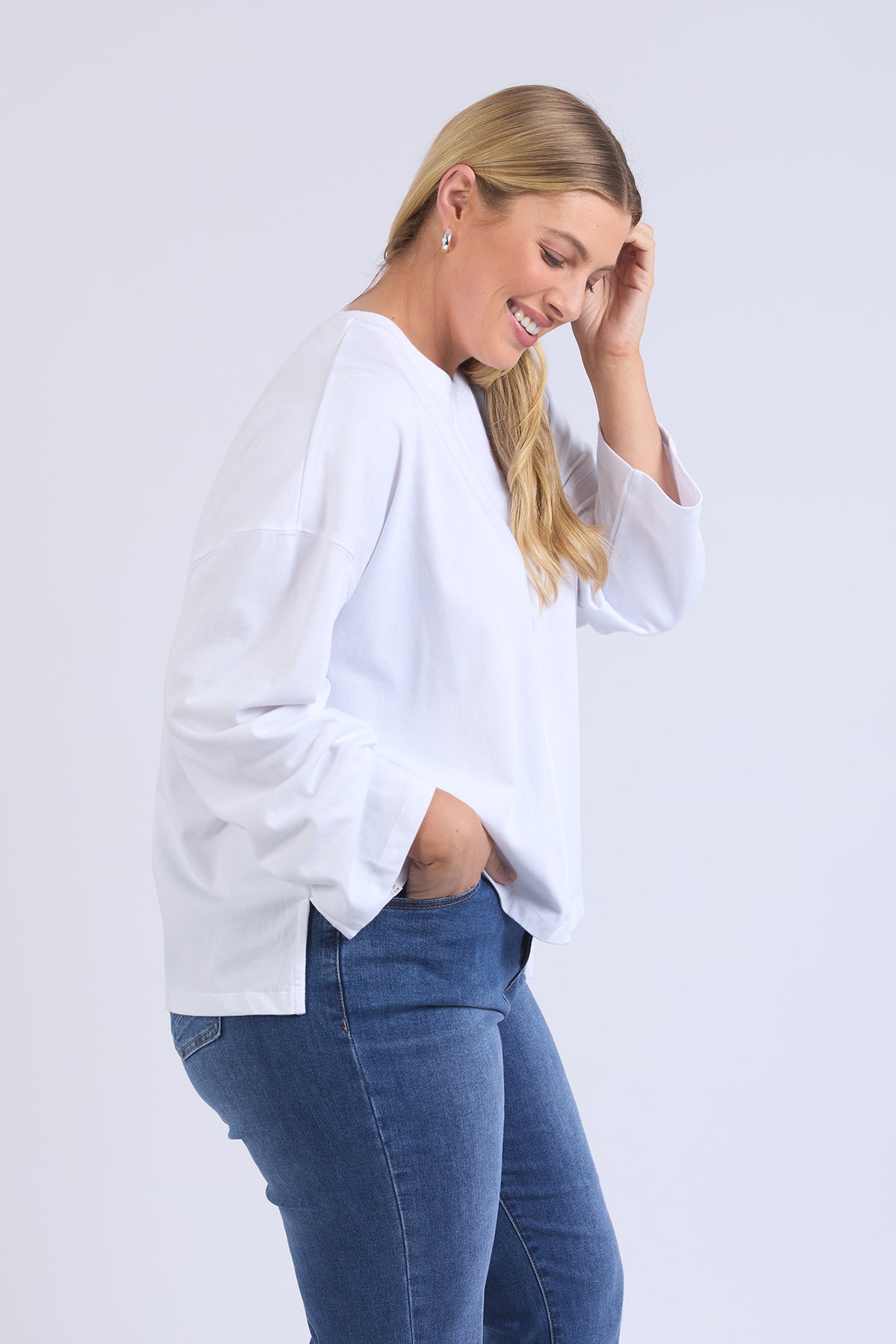 Naomi Long Sleeve Sweat White