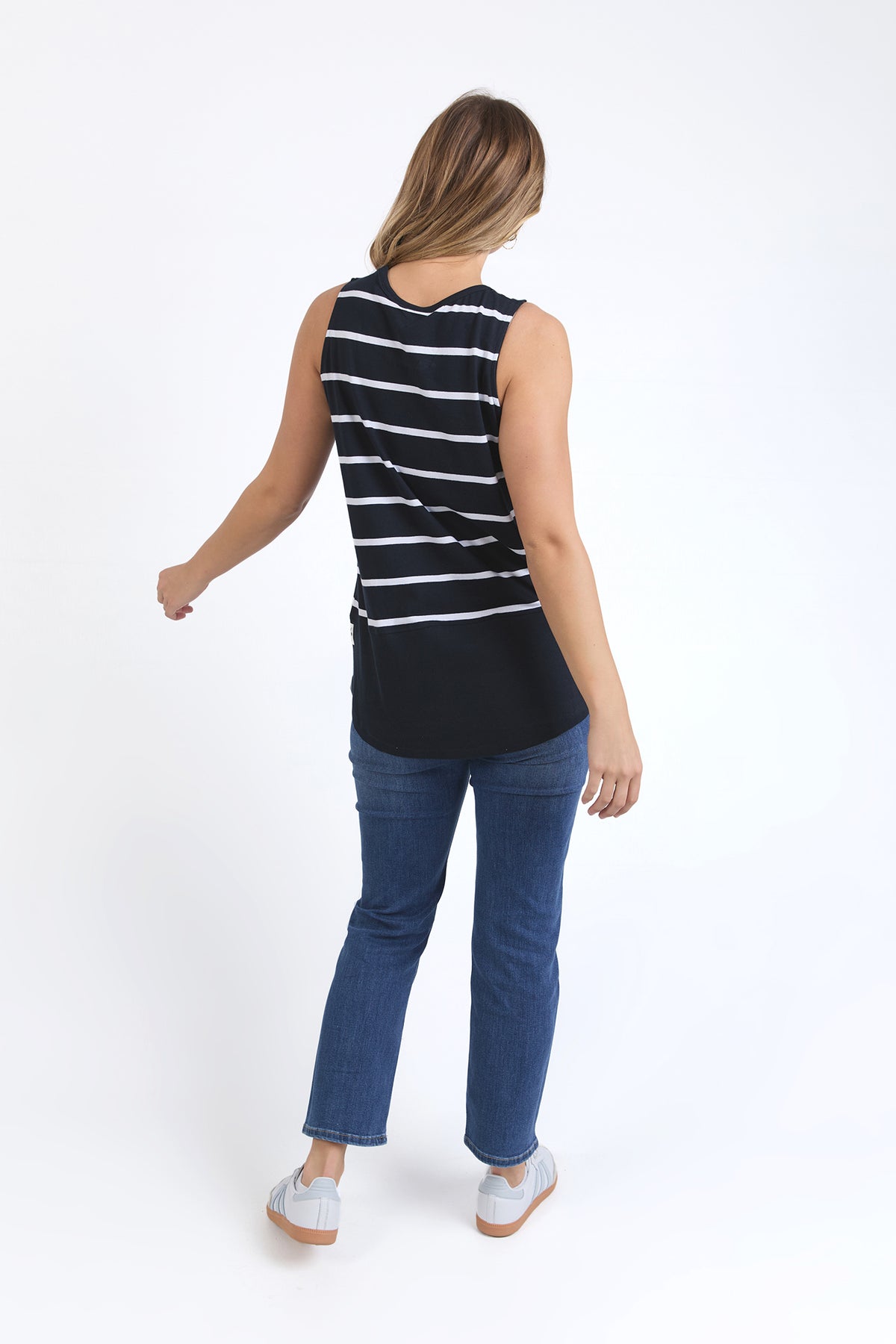 Rib Tank Navy/White Stripe