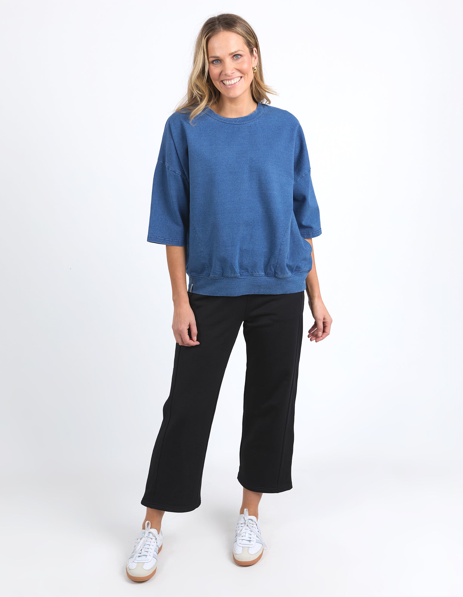 Mazie Sweat Denim Look Washed Blue