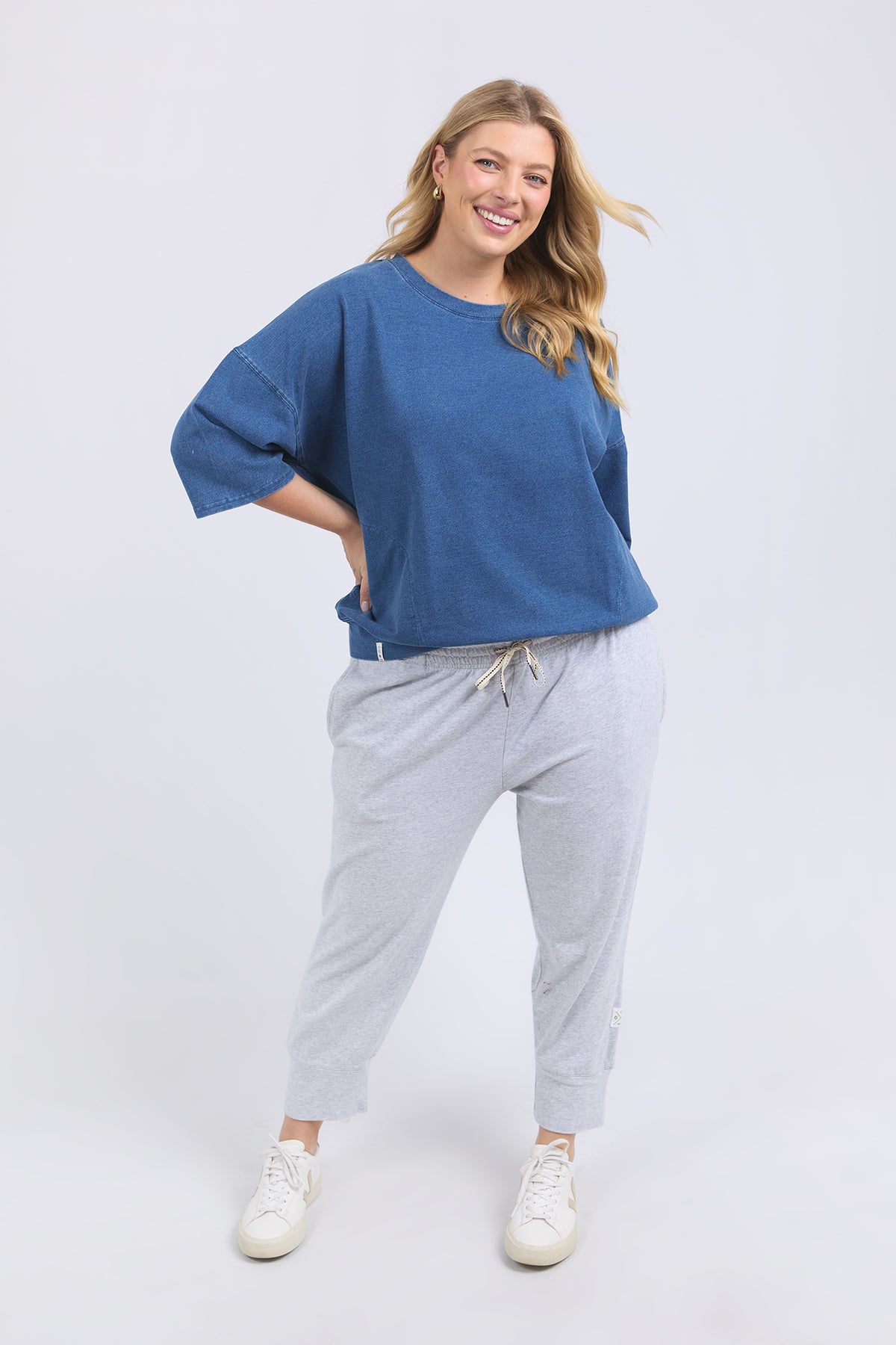 Mazie Sweat   Denim Look Washed Blue
