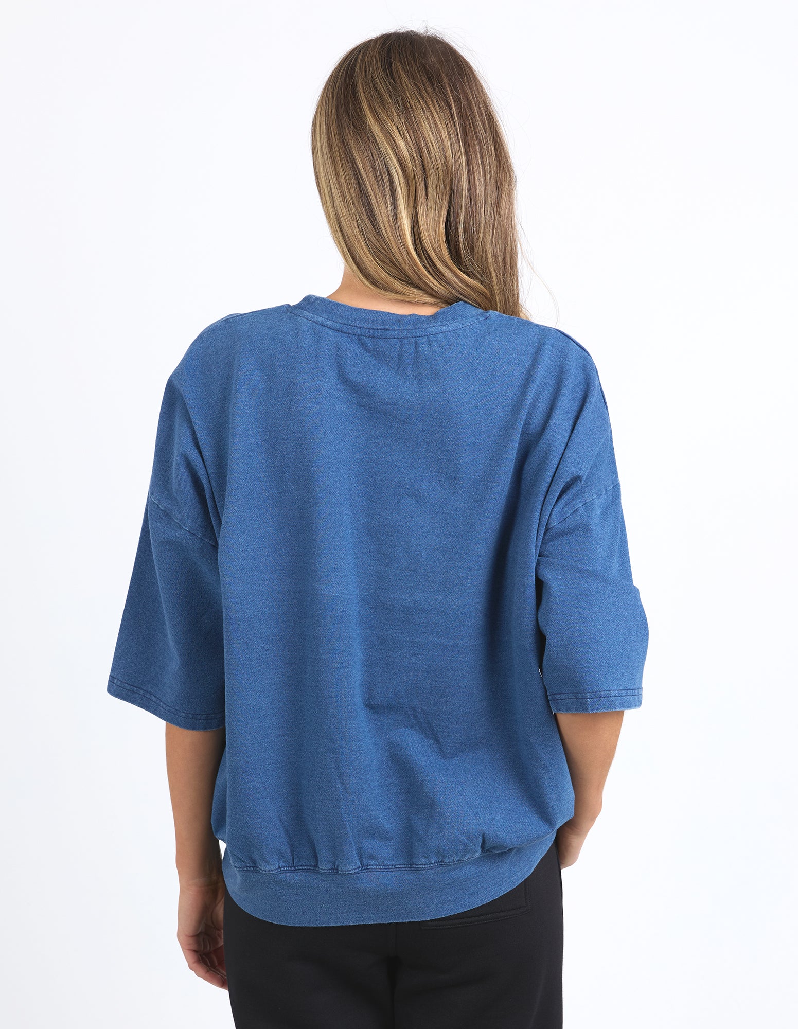 Mazie Sweat Denim Look Washed Blue
