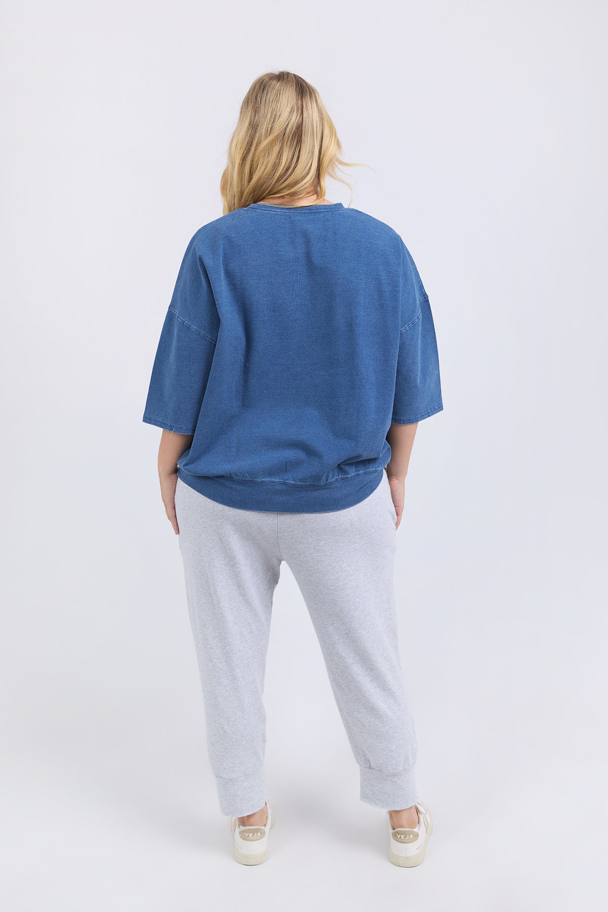 Mazie Sweat   Denim Look Washed Blue