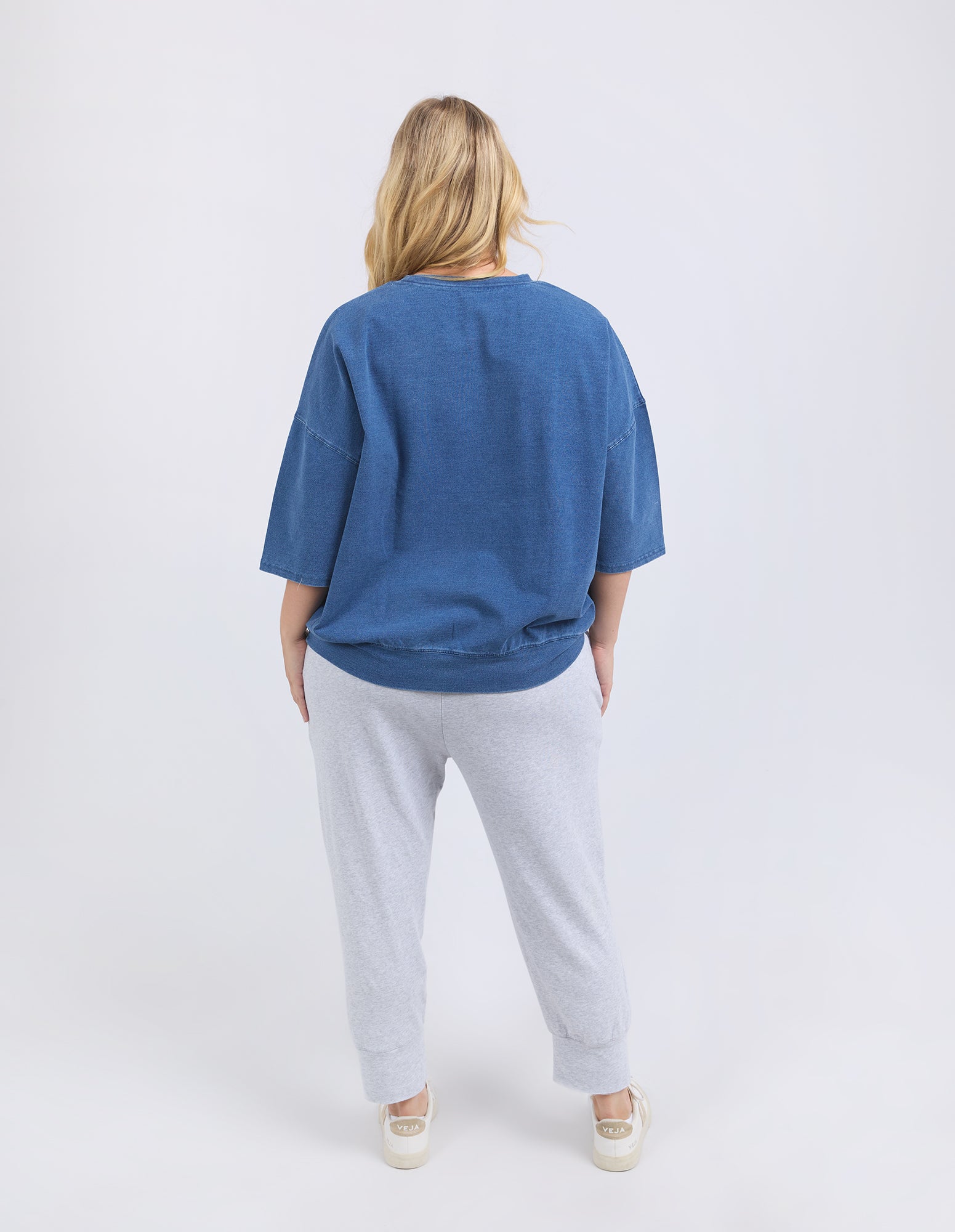Mazie Sweat Denim Look Washed Blue