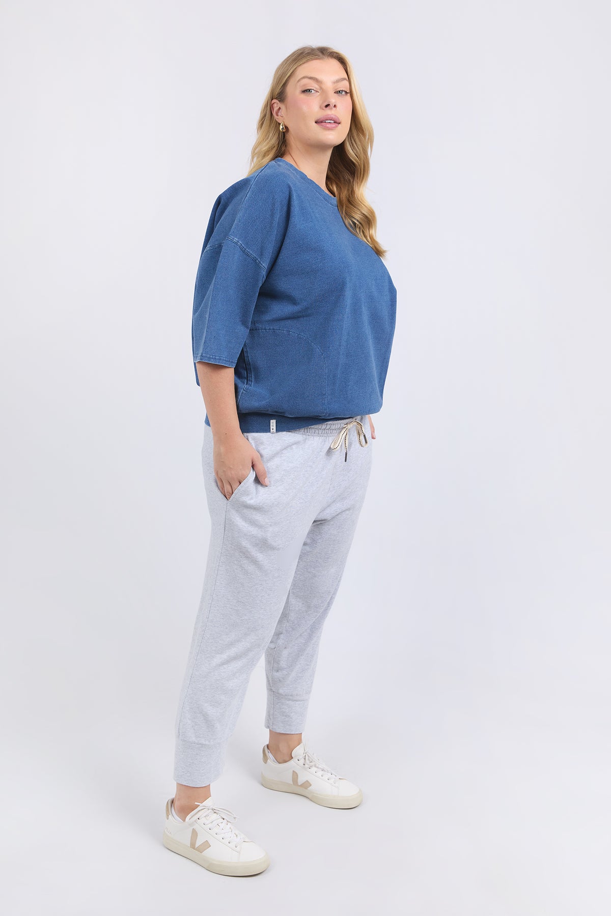 Mazie Sweat   Denim Look Washed Blue