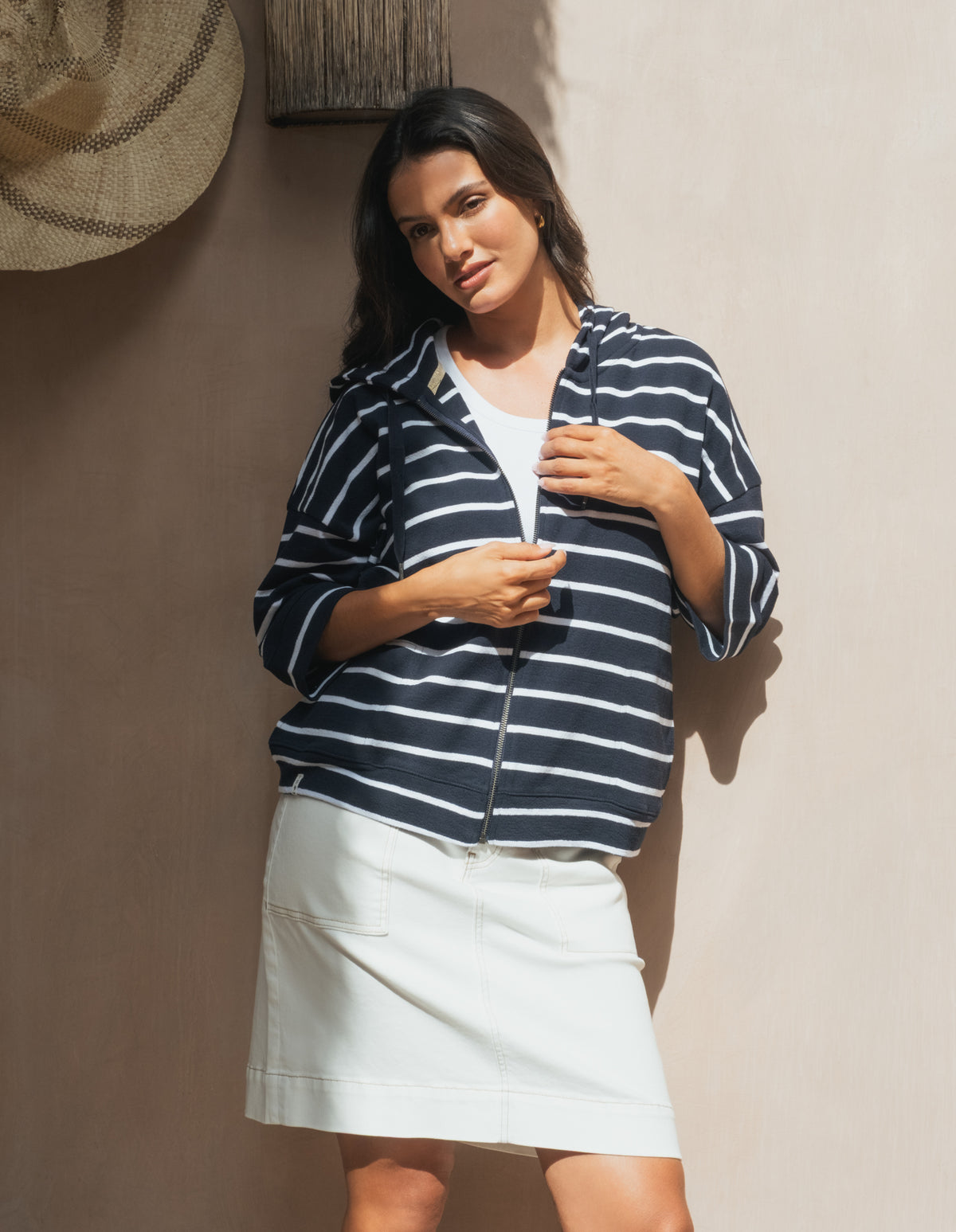 Beachy Hoodie - Stripe Navy / White Stripe