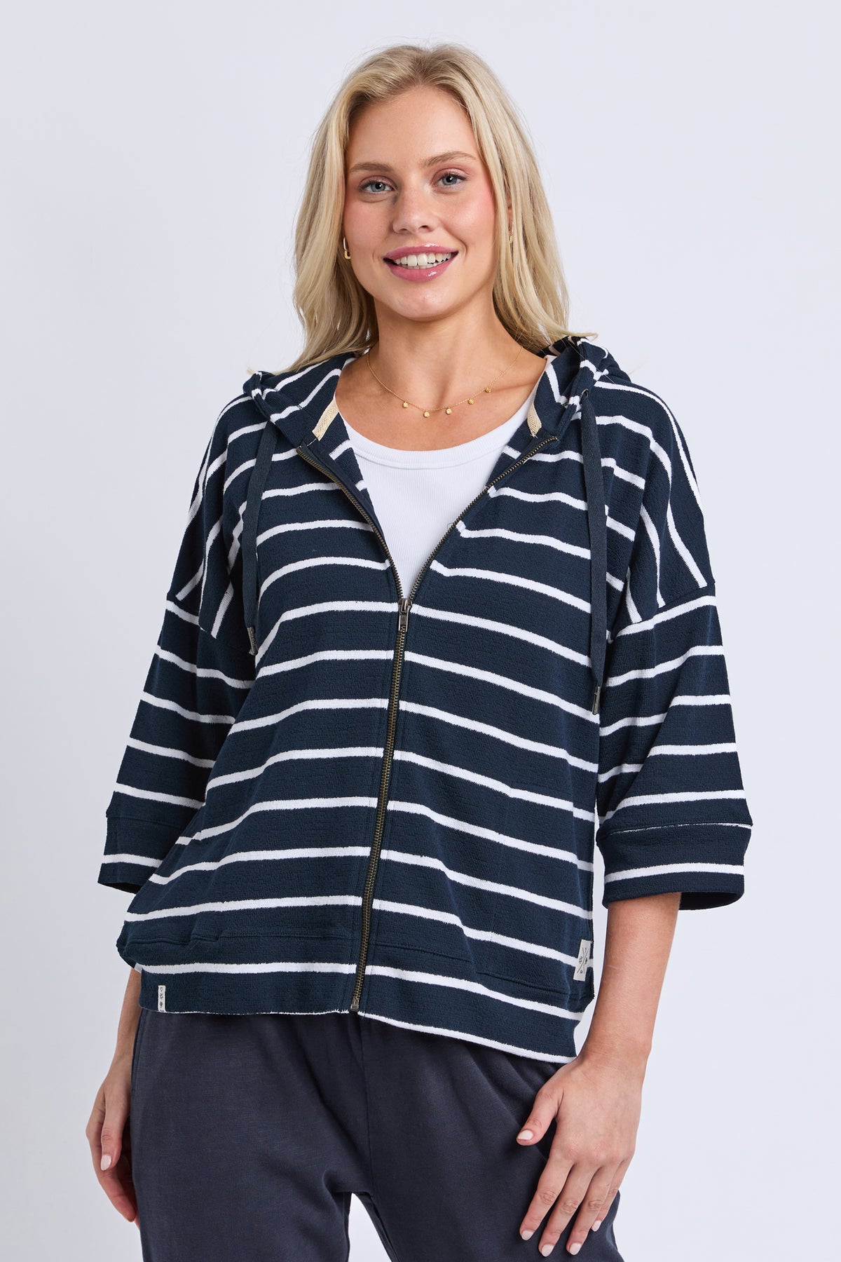 Beachy Hoodie - Stripe Navy / White Stripe