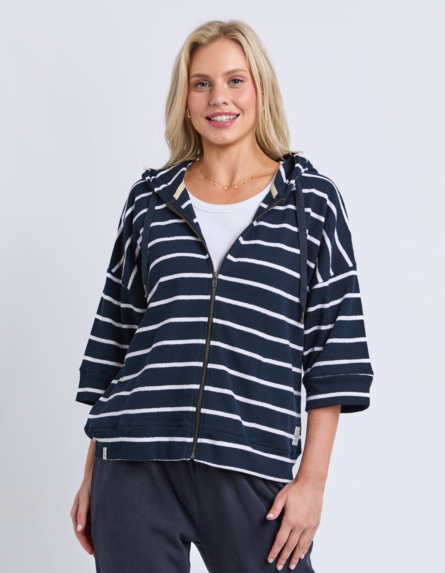 Beachy Hoodie - Stripe Navy / White Stripe
