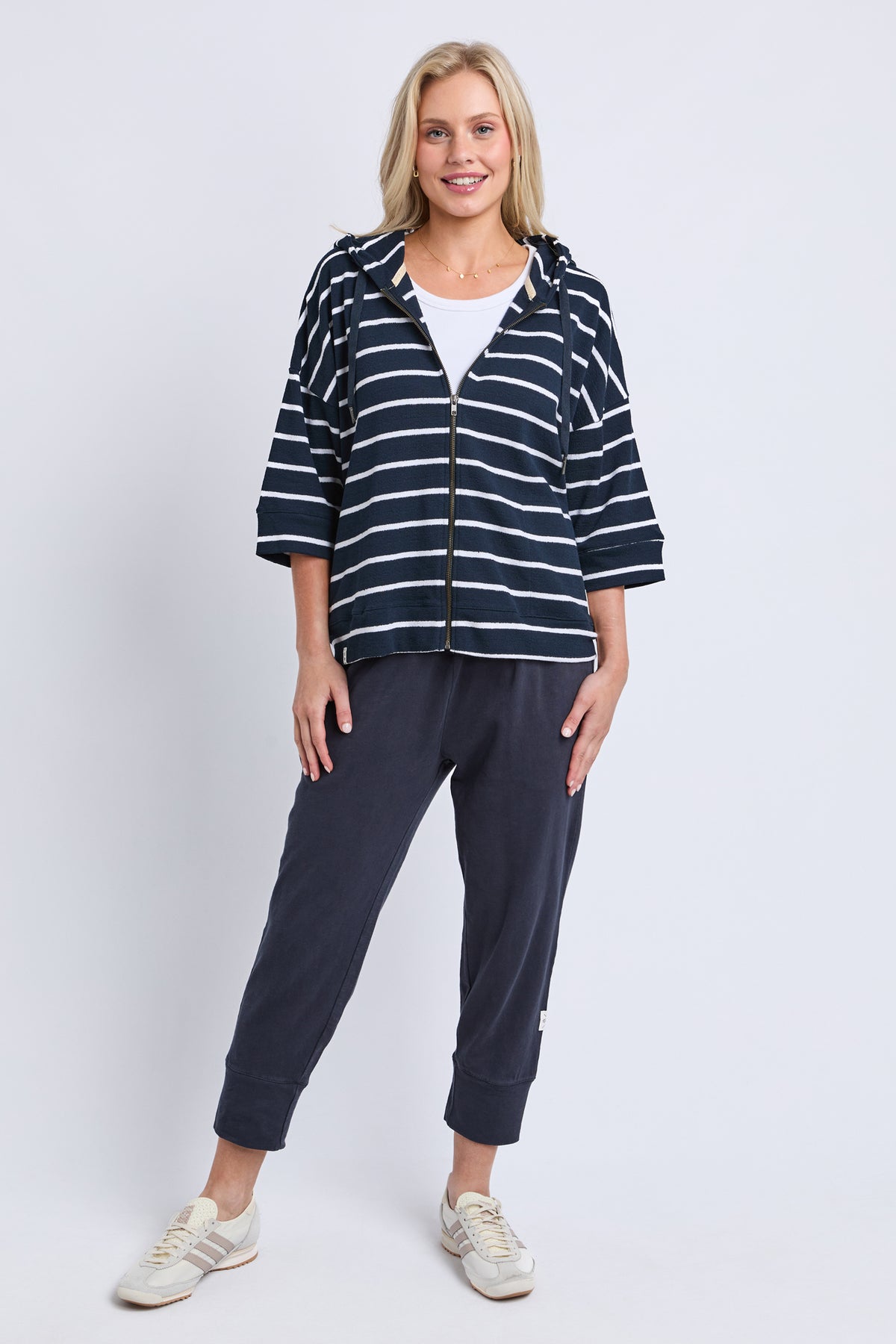 Beachy Hoodie - Stripe Navy / White Stripe
