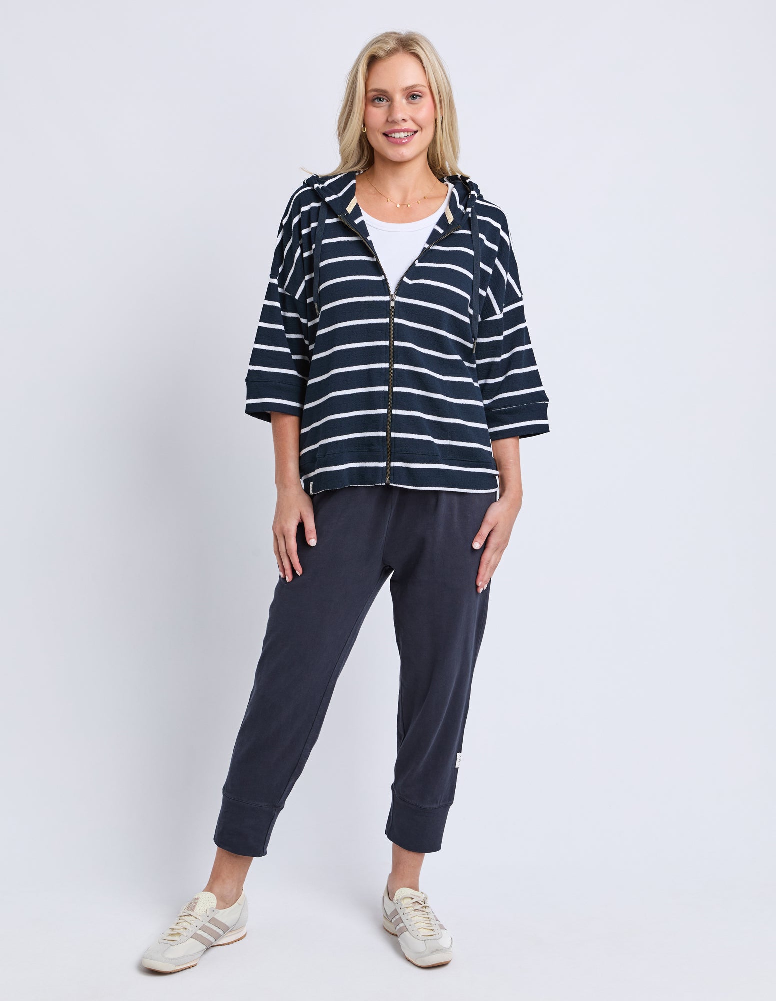 Beachy Hoodie - Stripe Navy / White Stripe
