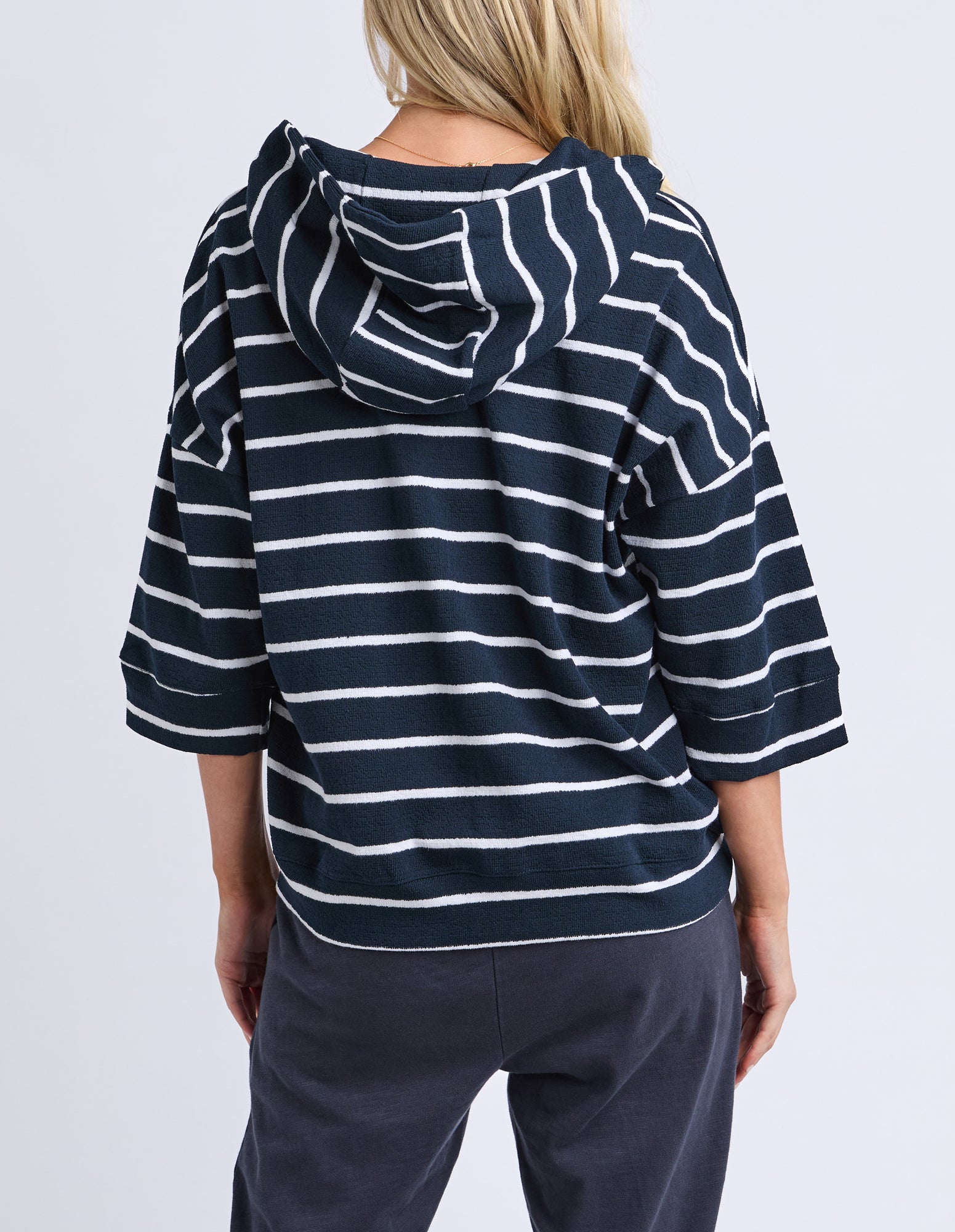 Beachy Hoodie - Stripe Navy / White Stripe