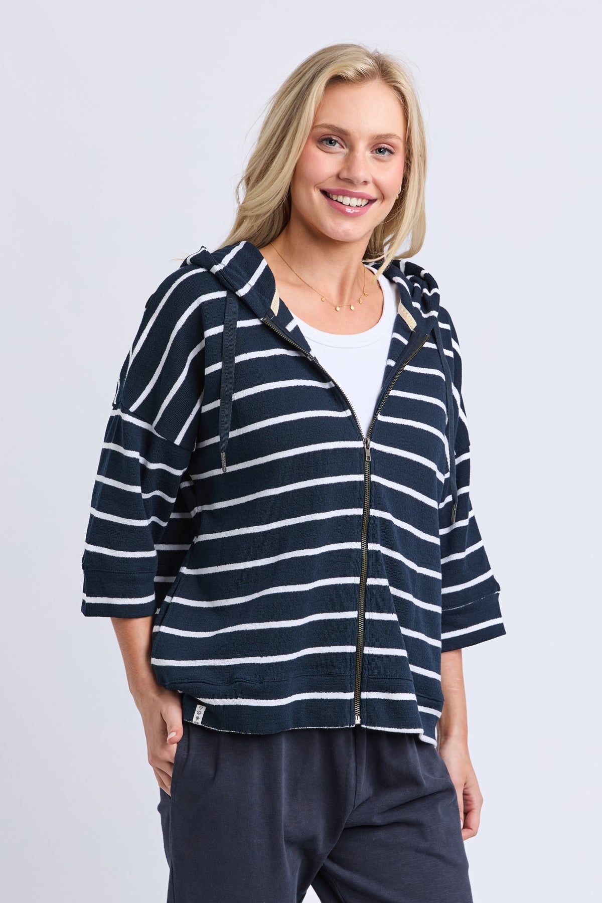 Beachy Hoodie - Stripe Navy / White Stripe