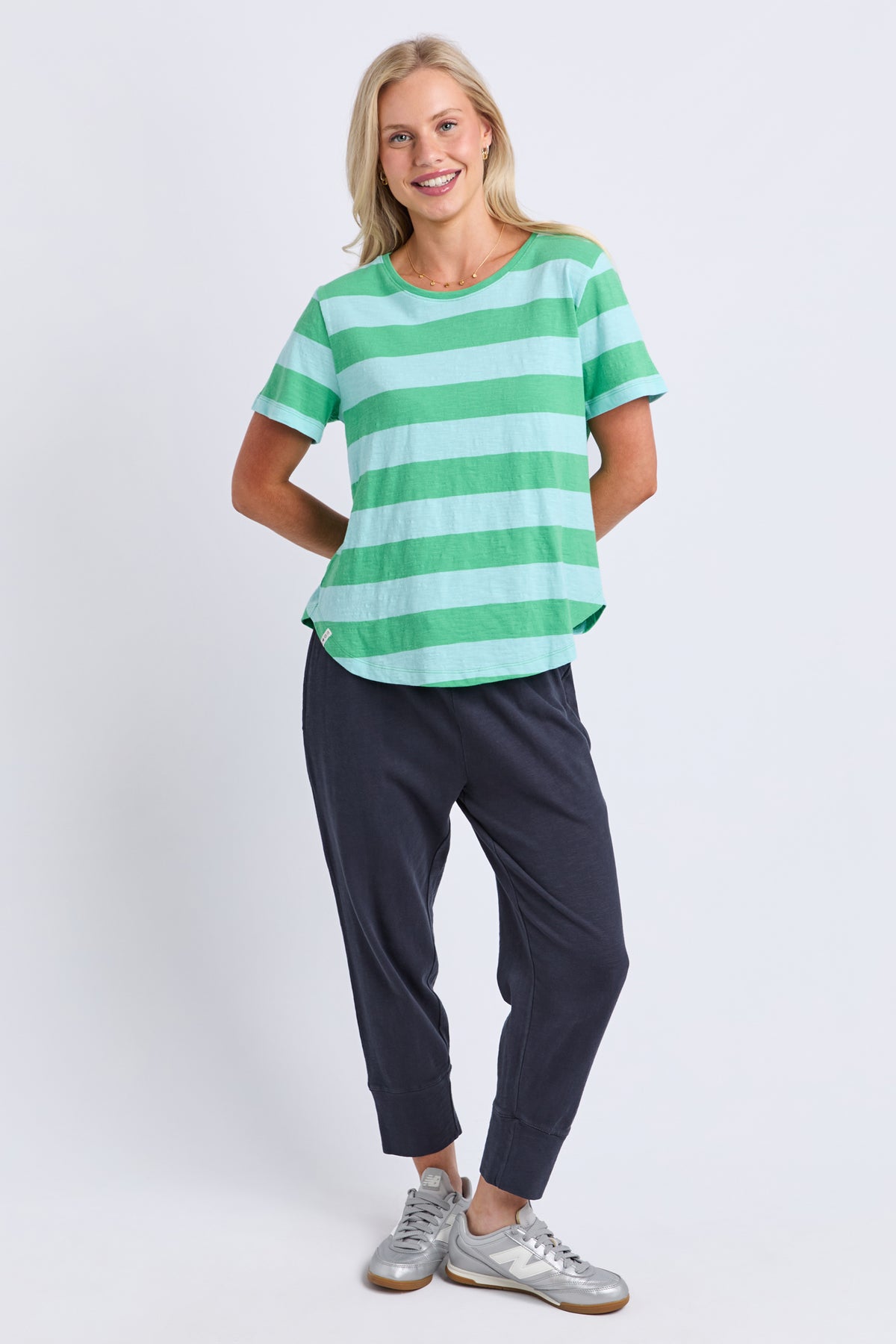 Spritz Stripe Short Sleeve Tee Greenbriar/Tonic Blue