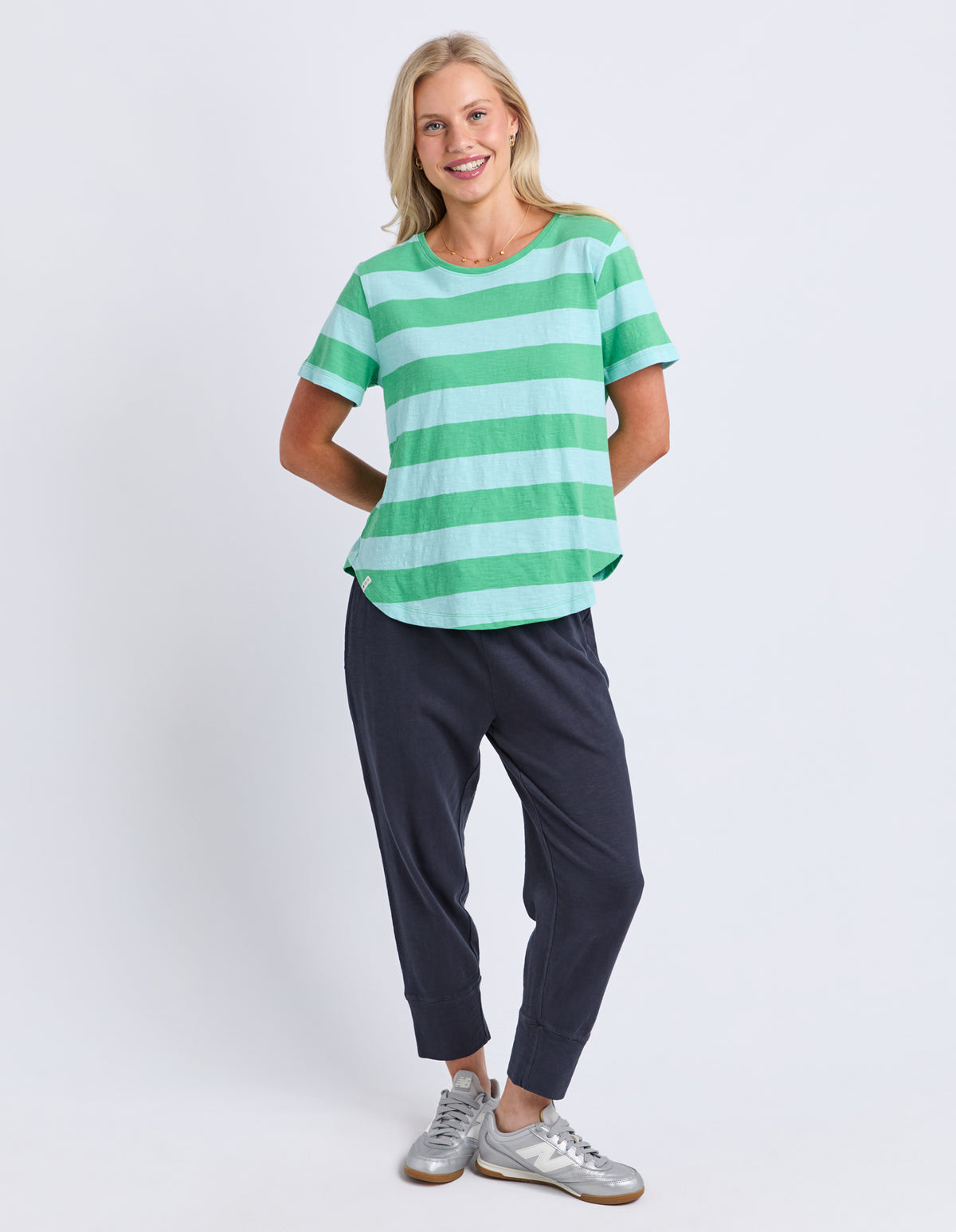 Spritz Stripe Short Sleeve Tee Greenbriar/Tonic Blue