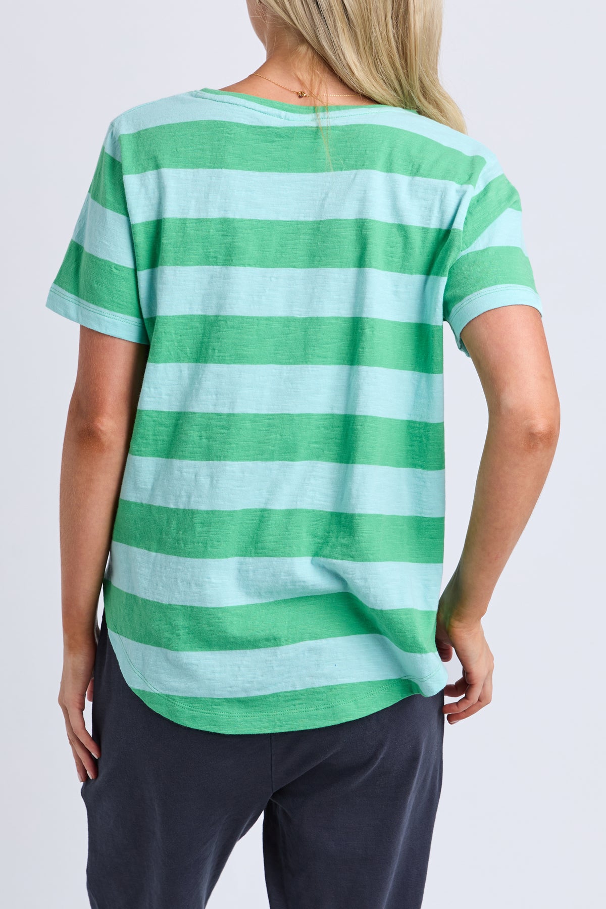 Spritz Stripe Short Sleeve Tee Greenbriar/Tonic Blue