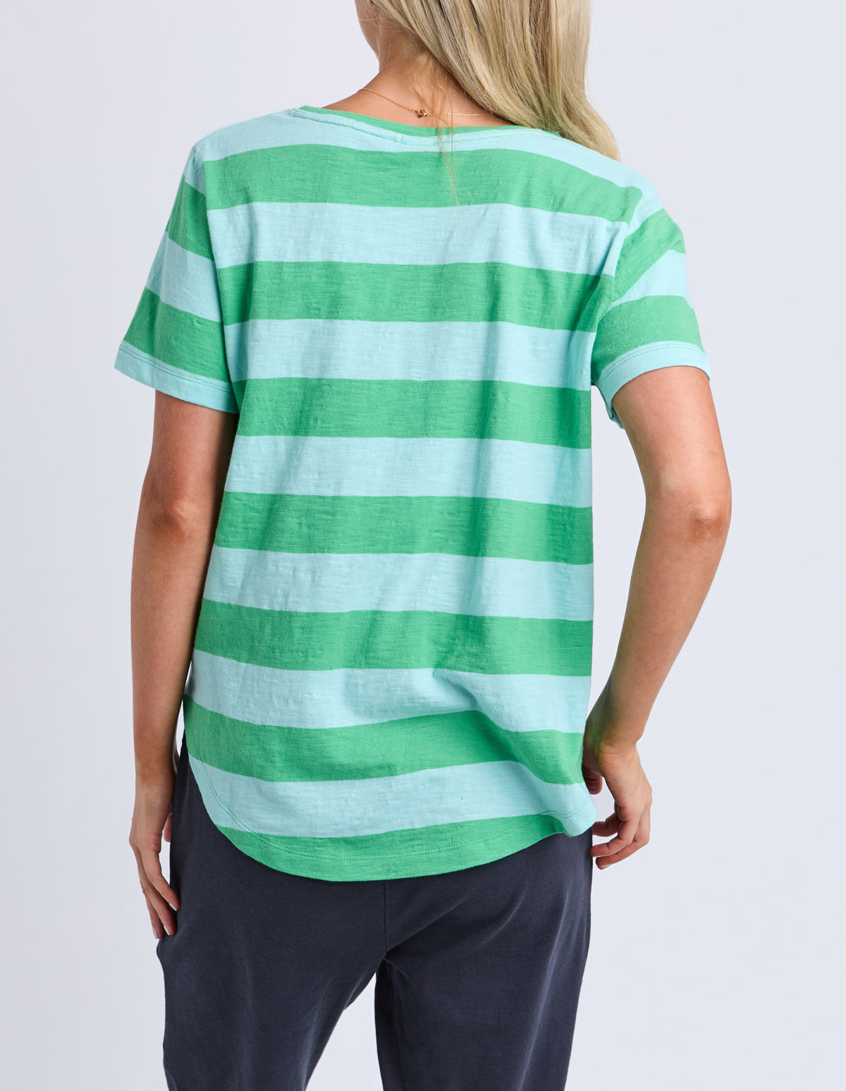 Spritz Stripe Short Sleeve Tee Greenbriar/Tonic Blue