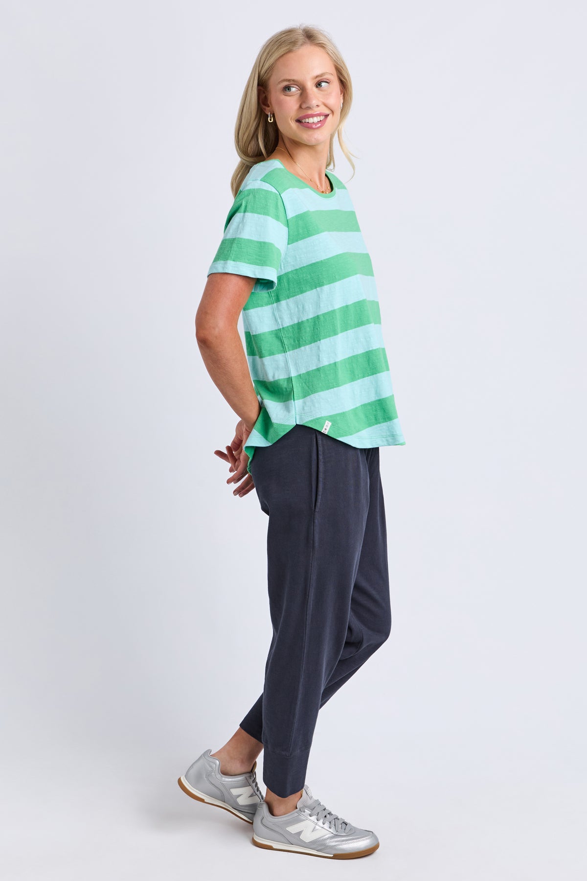 Spritz Stripe Short Sleeve Tee Greenbriar/Tonic Blue