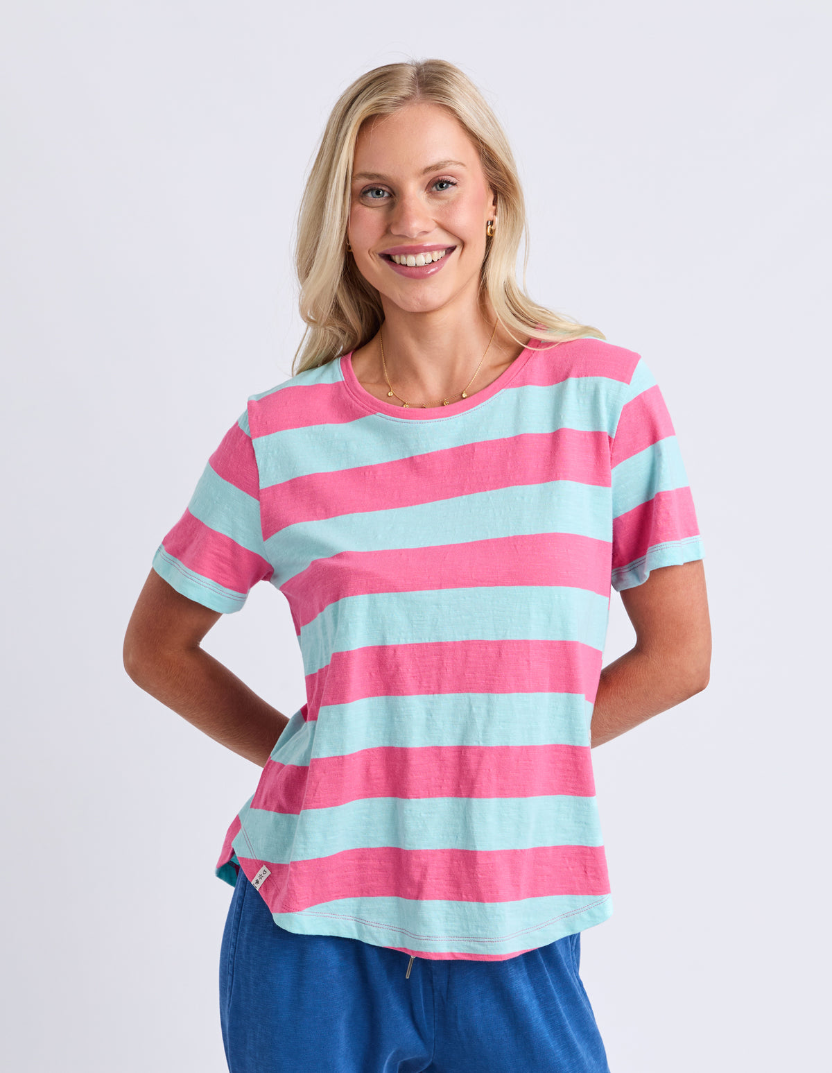 Spritz Stripe Short Sleeve Tee Tonic Blue/Pink Lemonade