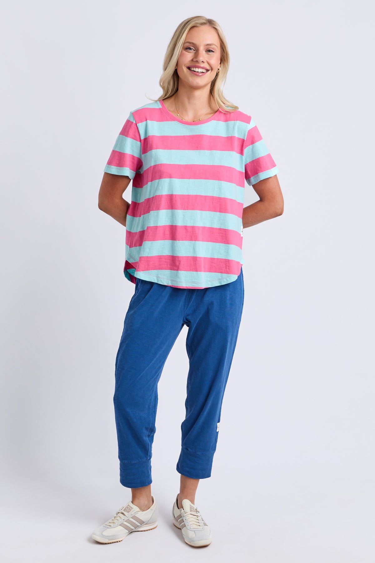 Spritz Stripe Short Sleeve Tee Tonic Blue/Pink Lemonade