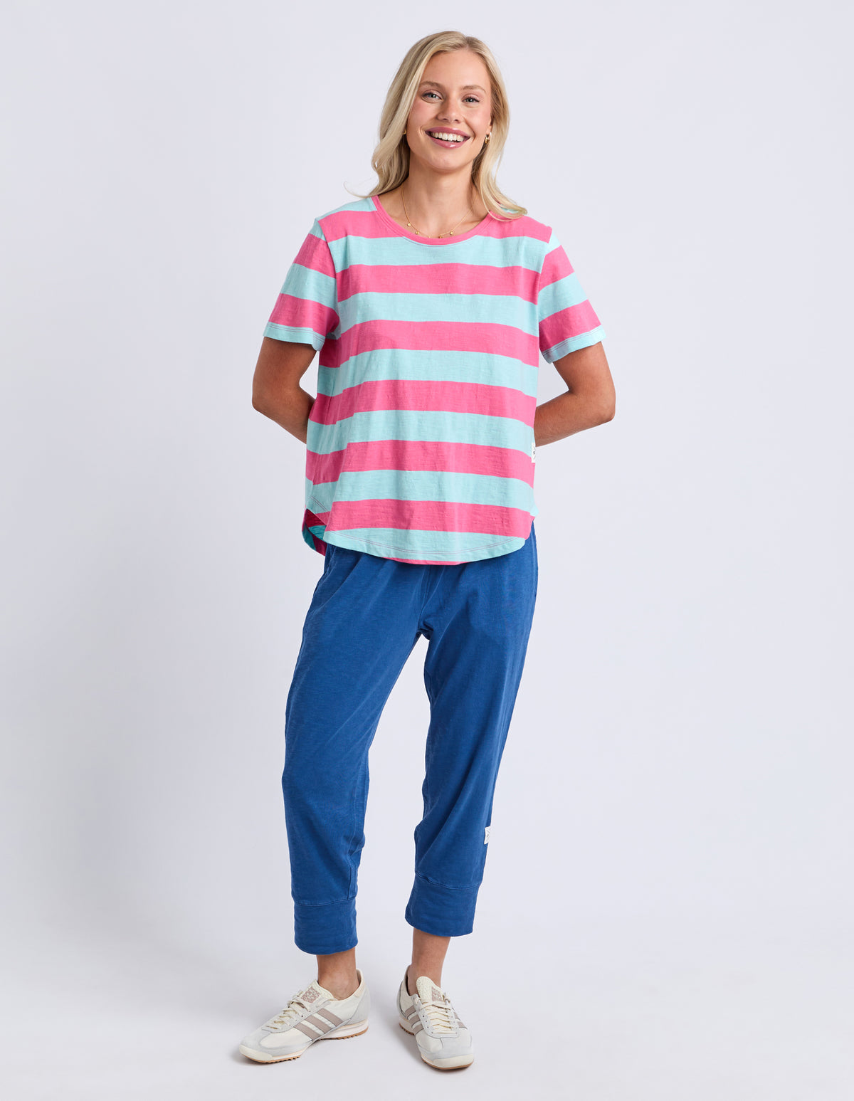 Spritz Stripe Short Sleeve Tee Tonic Blue/Pink Lemonade
