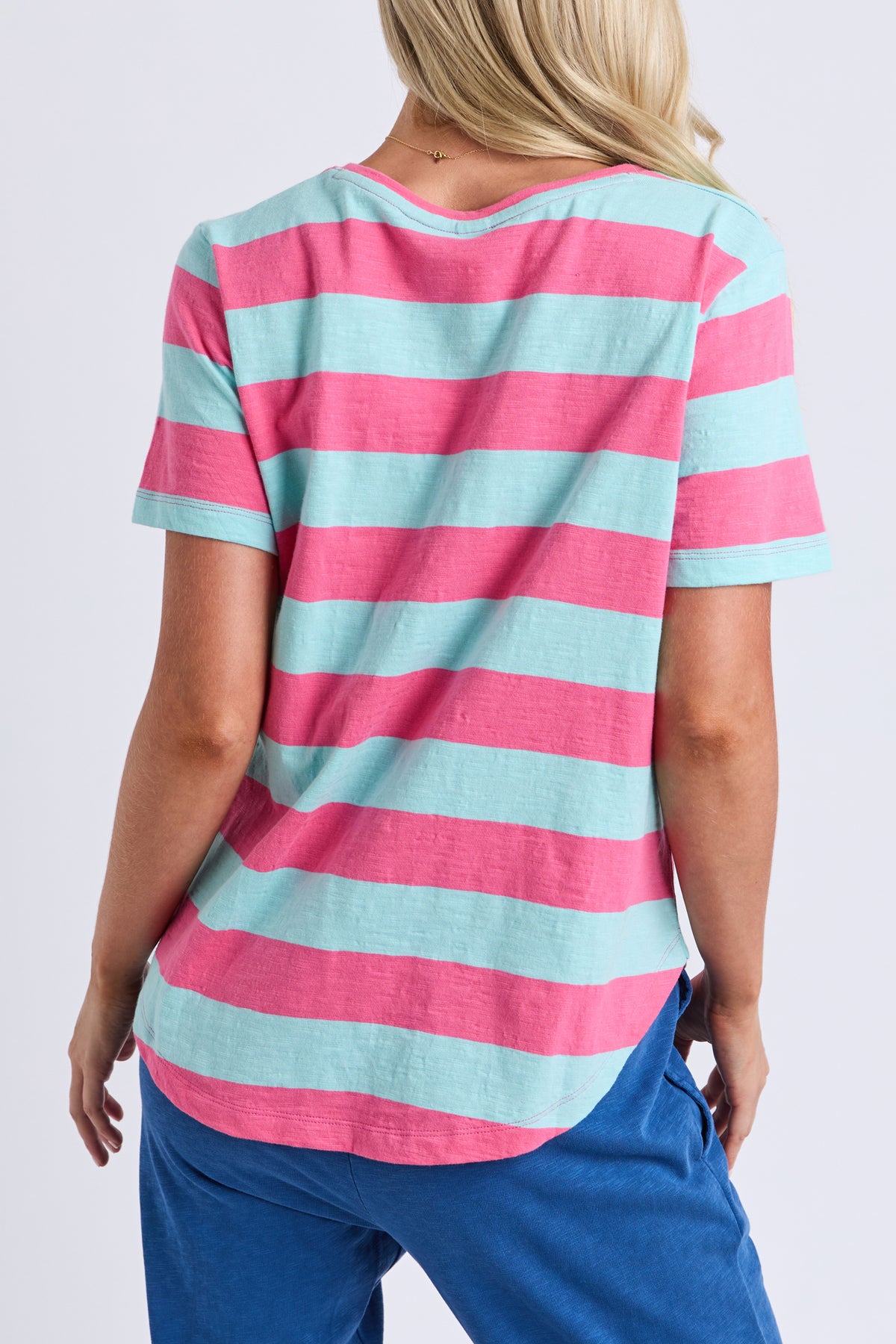 Spritz Stripe Short Sleeve Tee Tonic Blue/Pink Lemonade