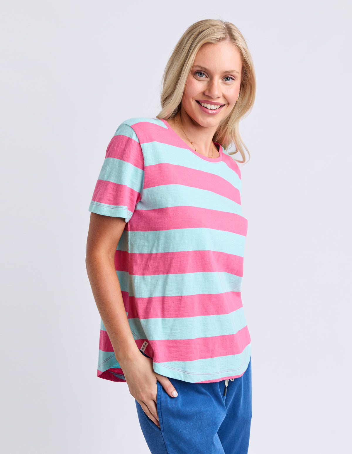 Spritz Stripe Short Sleeve Tee Tonic Blue/Pink Lemonade