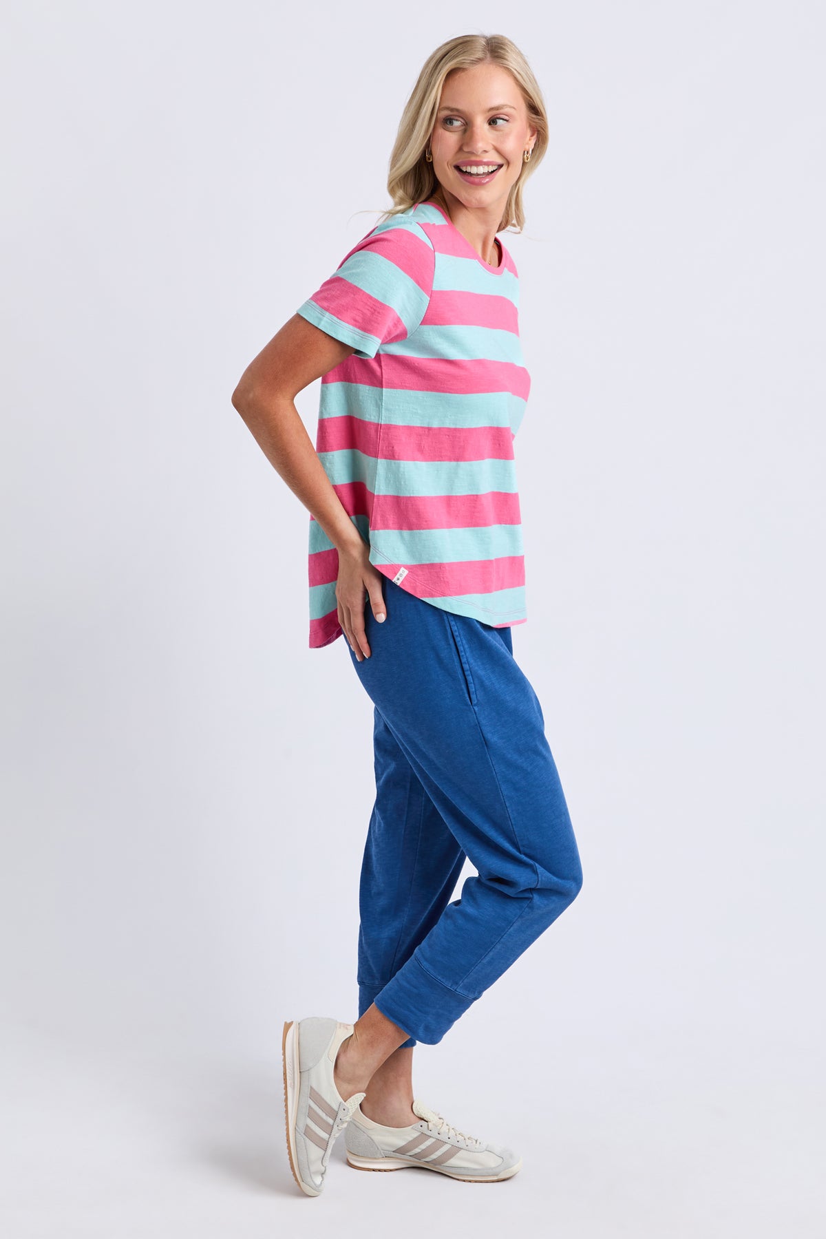 Spritz Stripe Short Sleeve Tee Tonic Blue/Pink Lemonade