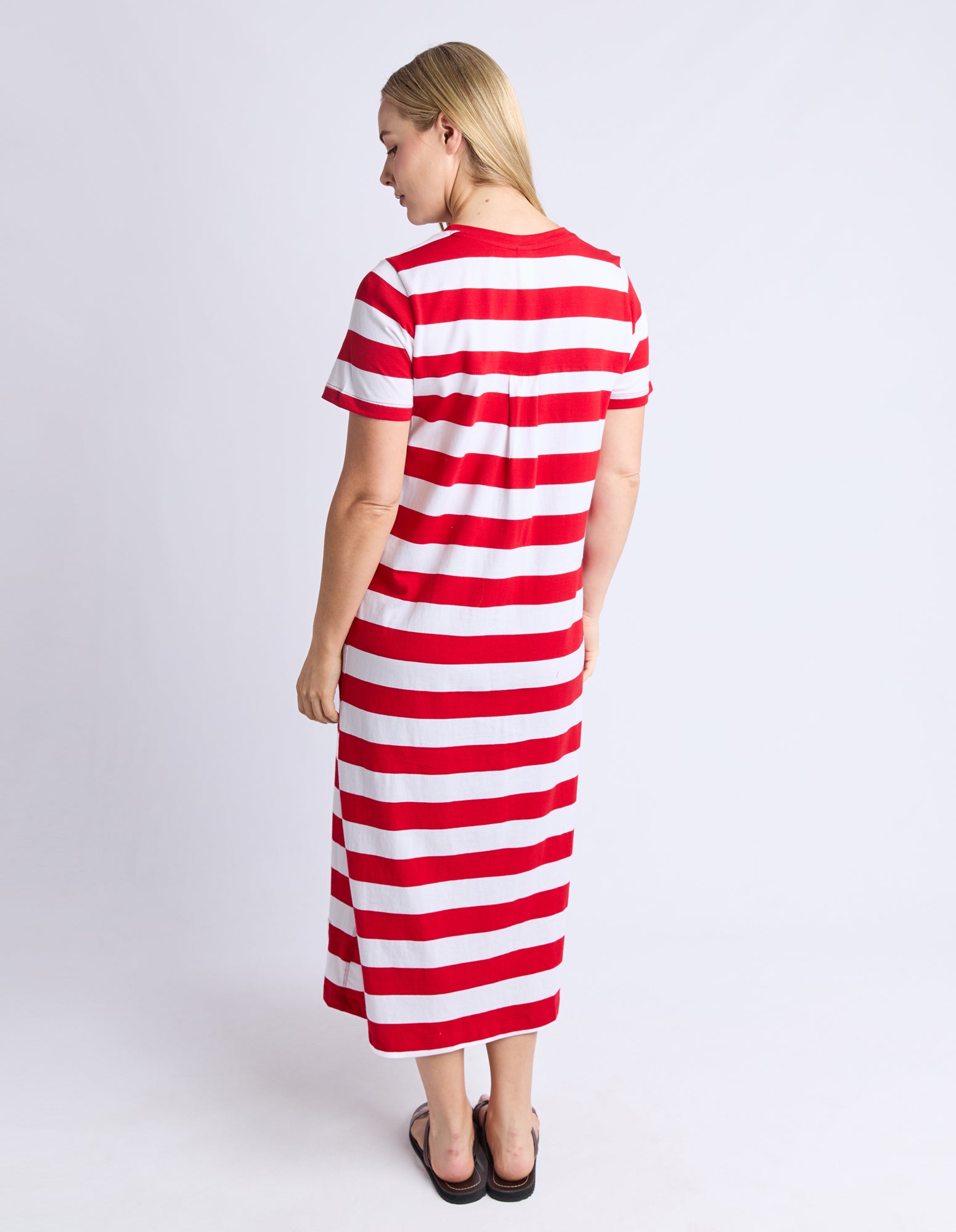 Adira Dress - Stripe Poppy & White Stripe